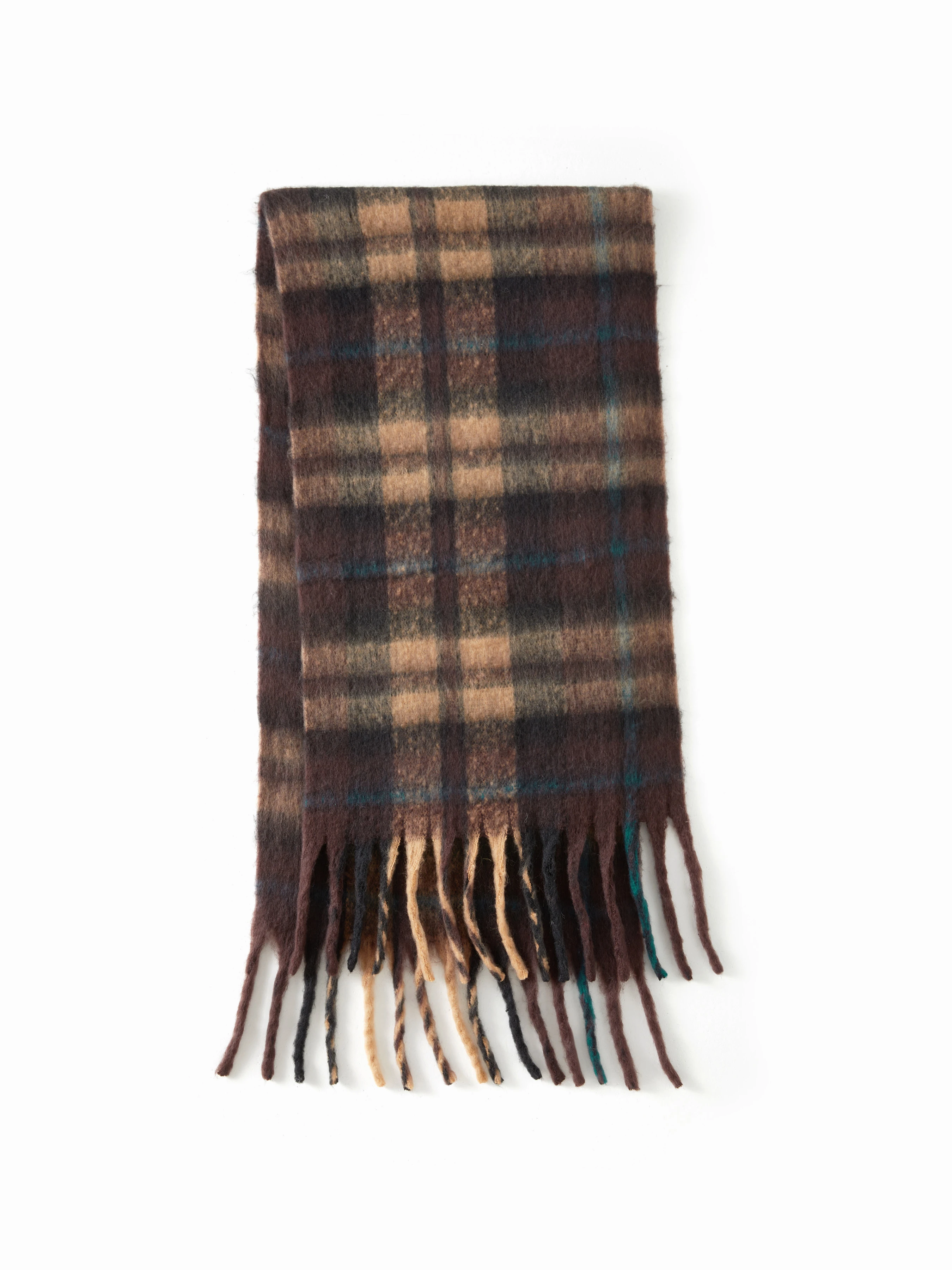 PLAID FRINGED SCARF