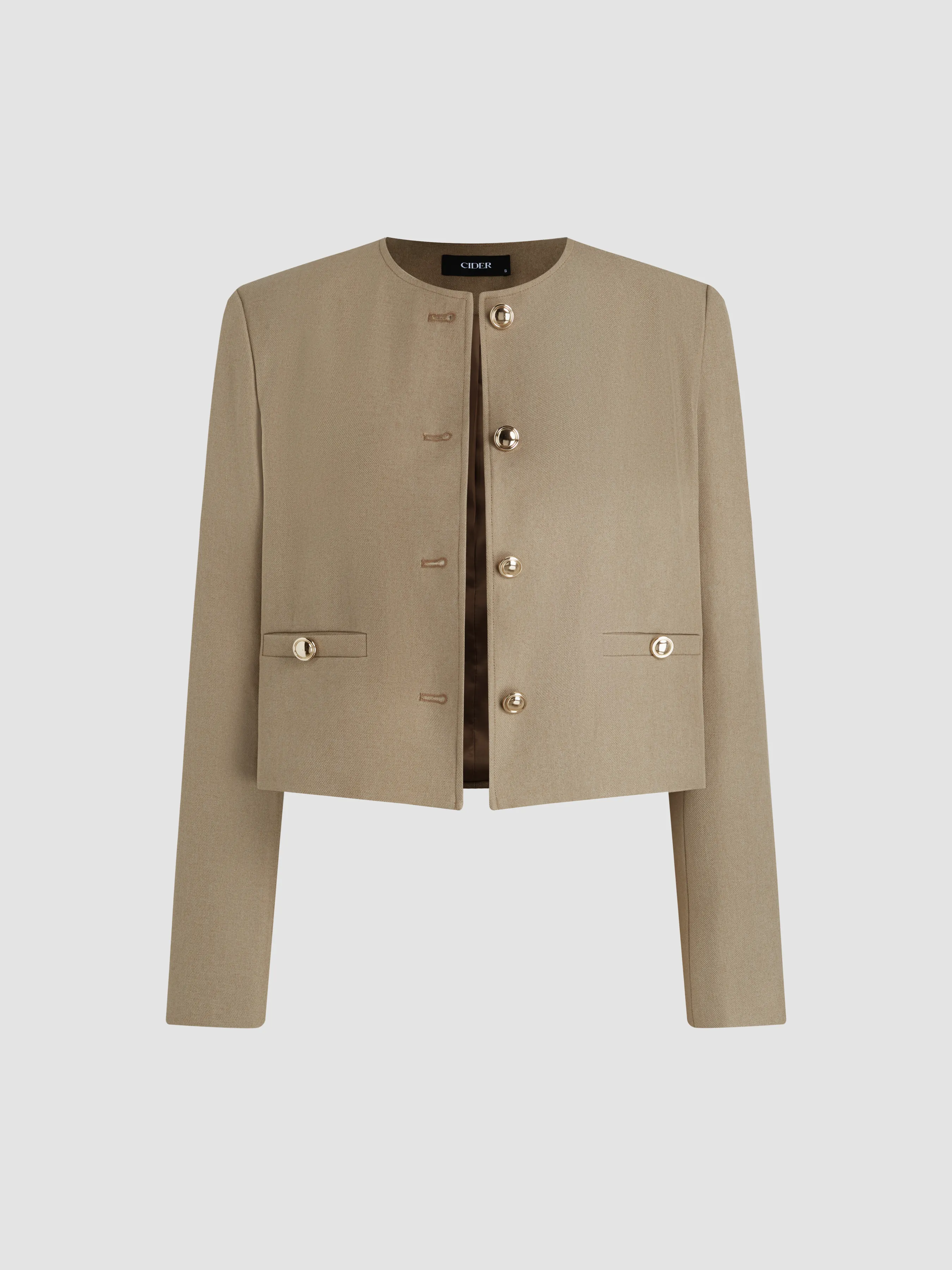 Round Neckline Knotted Crop Blazer