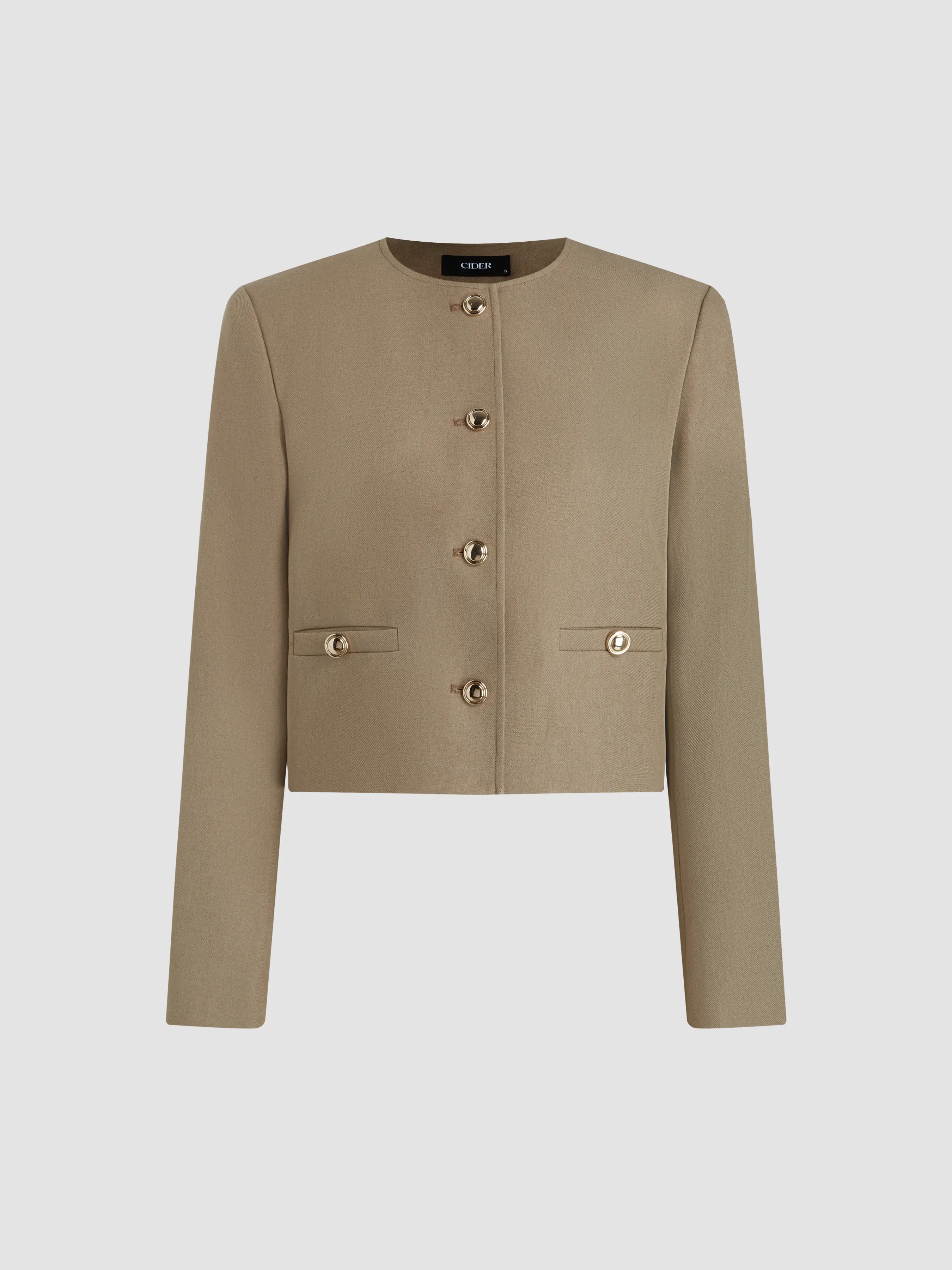Round Neckline Knotted Crop Blazer