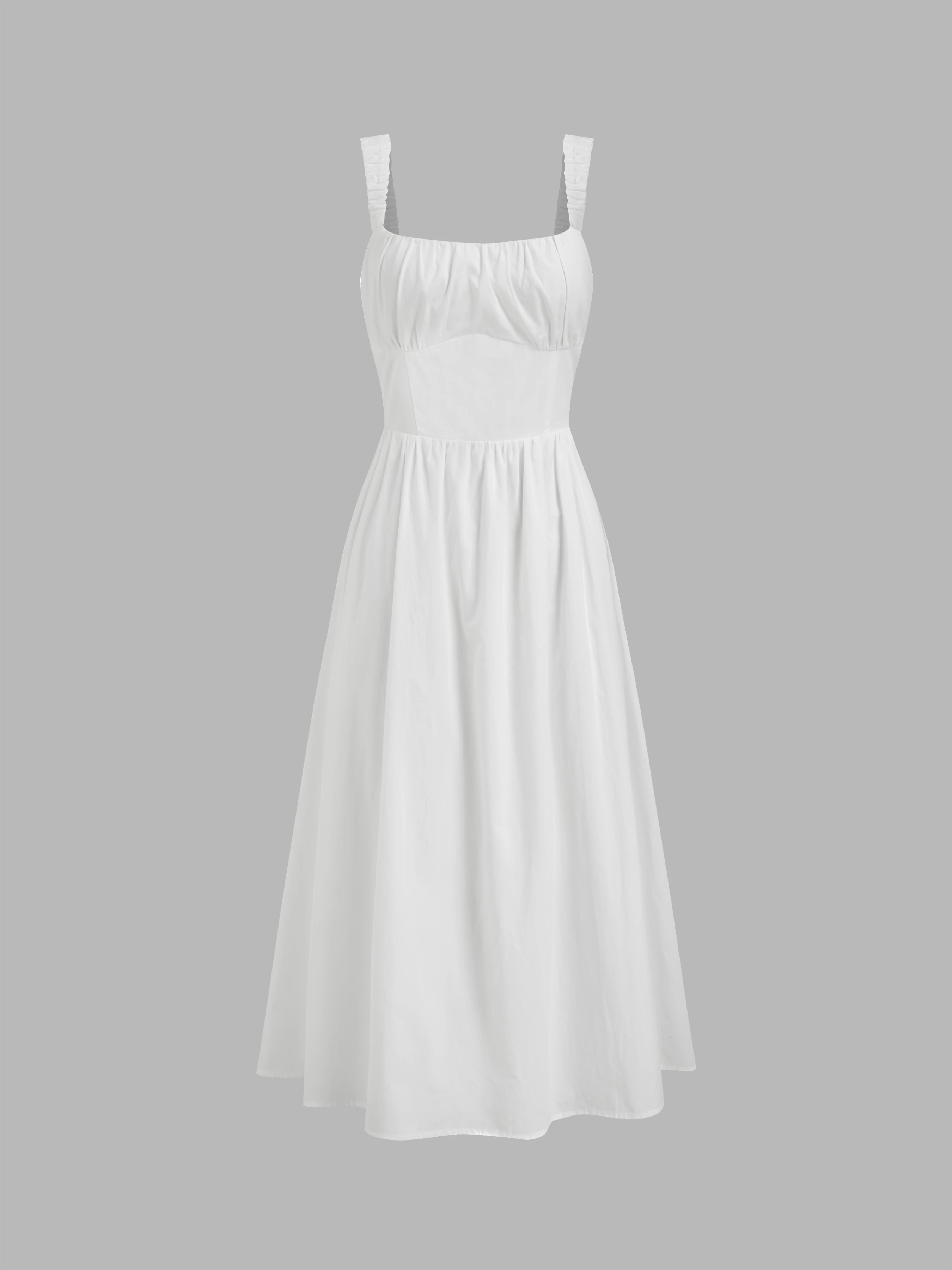 Cotton Square Neck Ruffle Maxi Dress