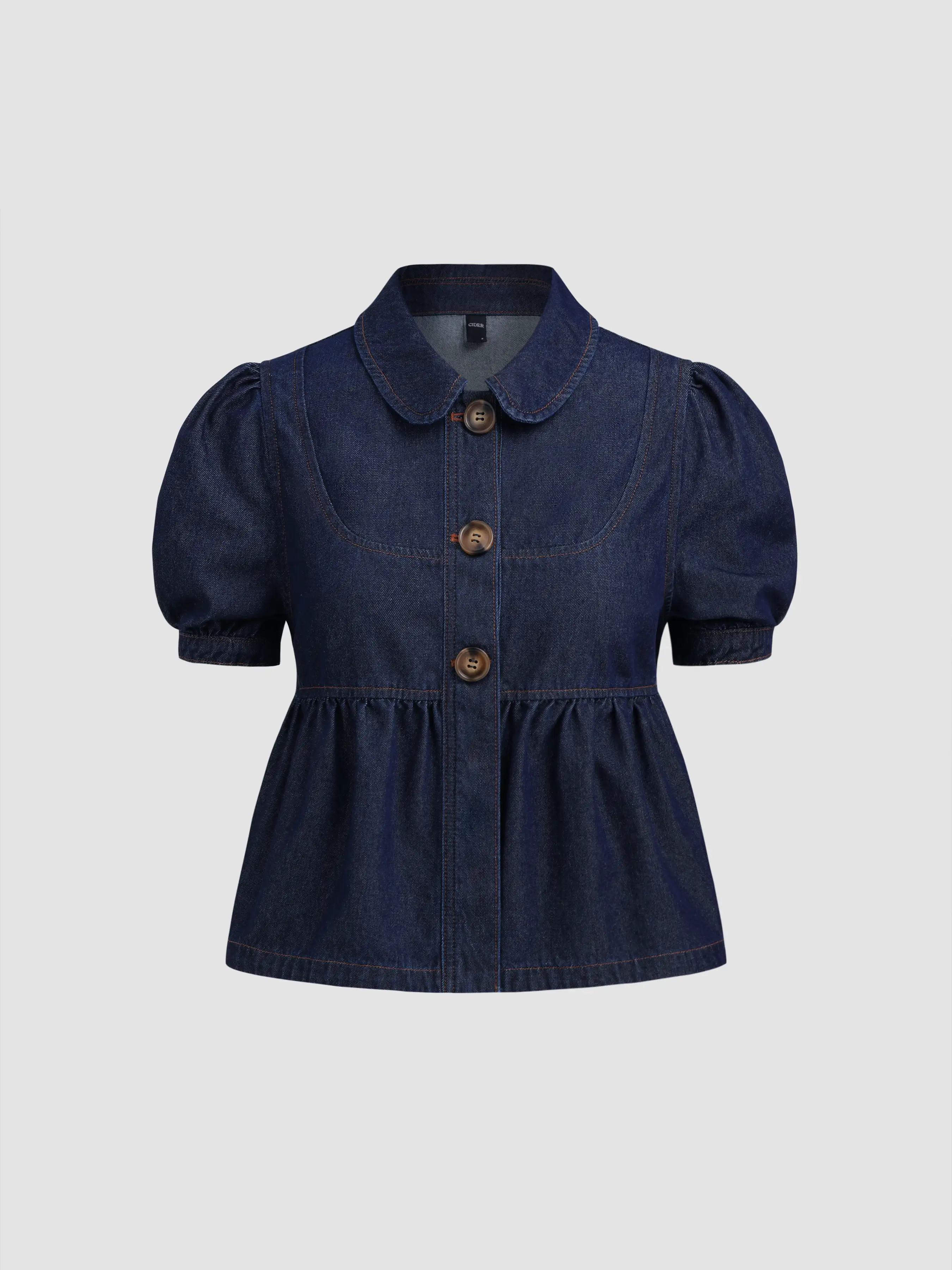 601-denim-peter-pan-collar-ruched-puff-sleeve-blouse-1.webp