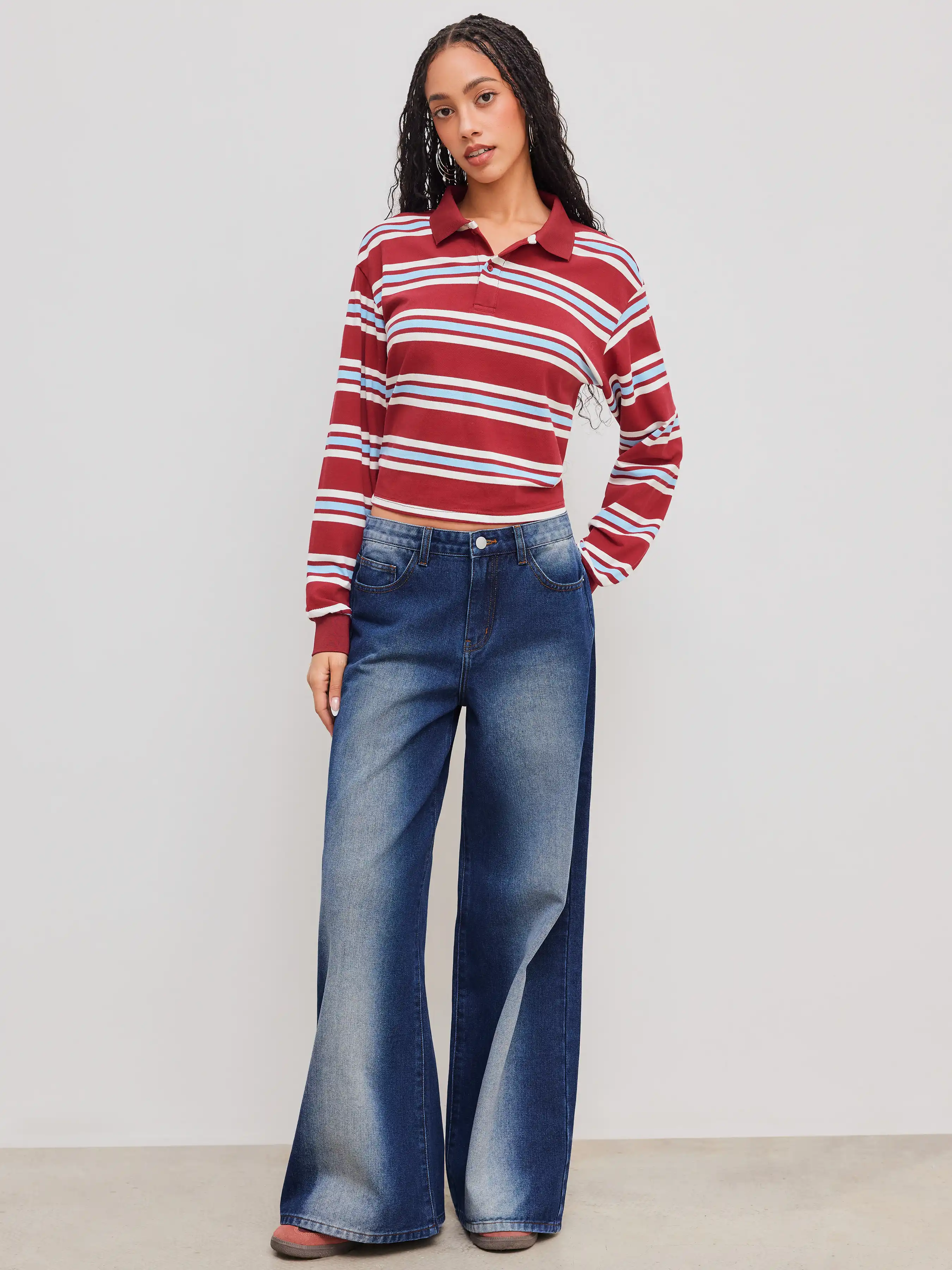 Cider Denim Low Rise Washed Baggy Jeans