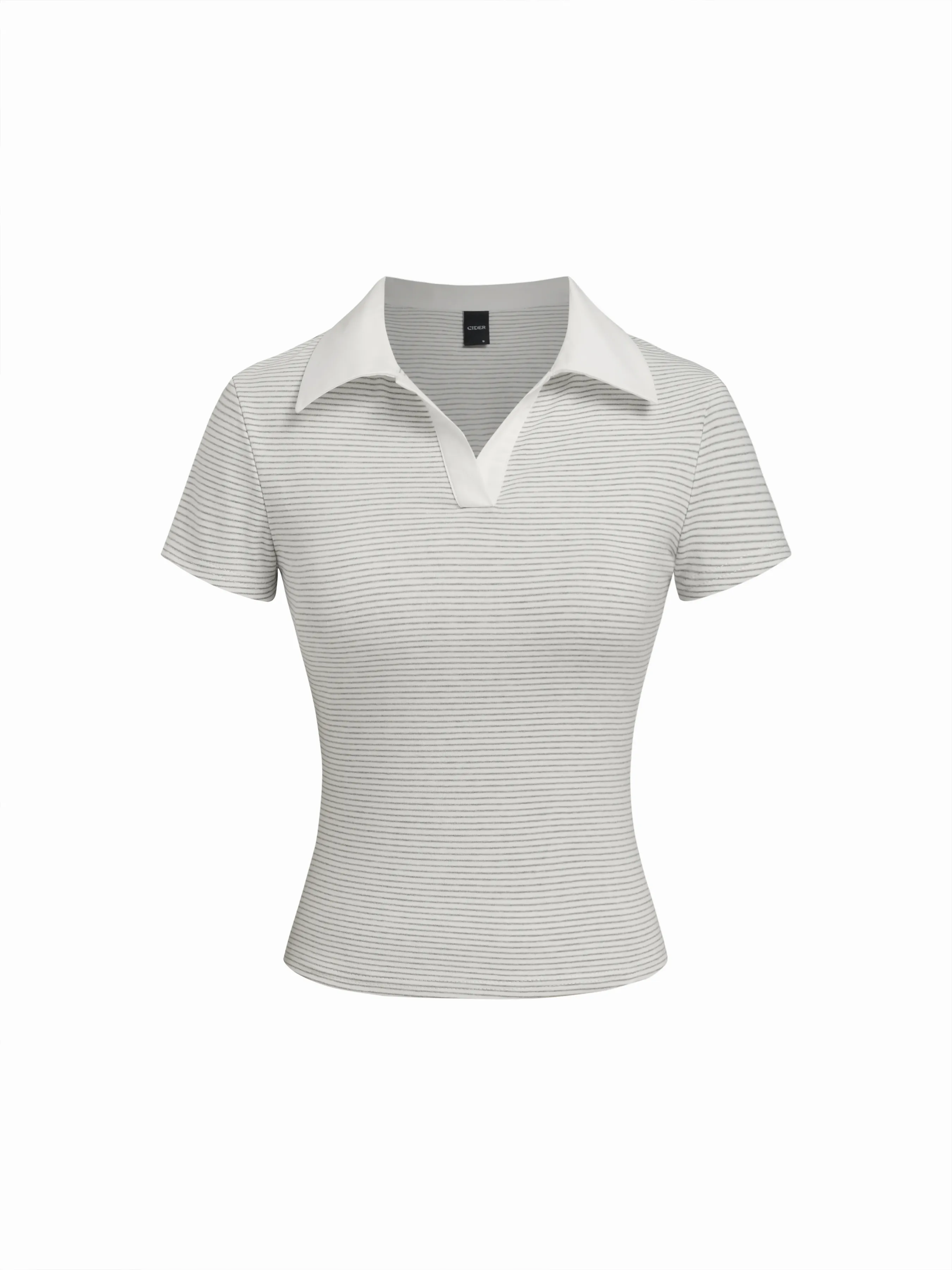 Cotton-blend Polo Neck Stripe Tee