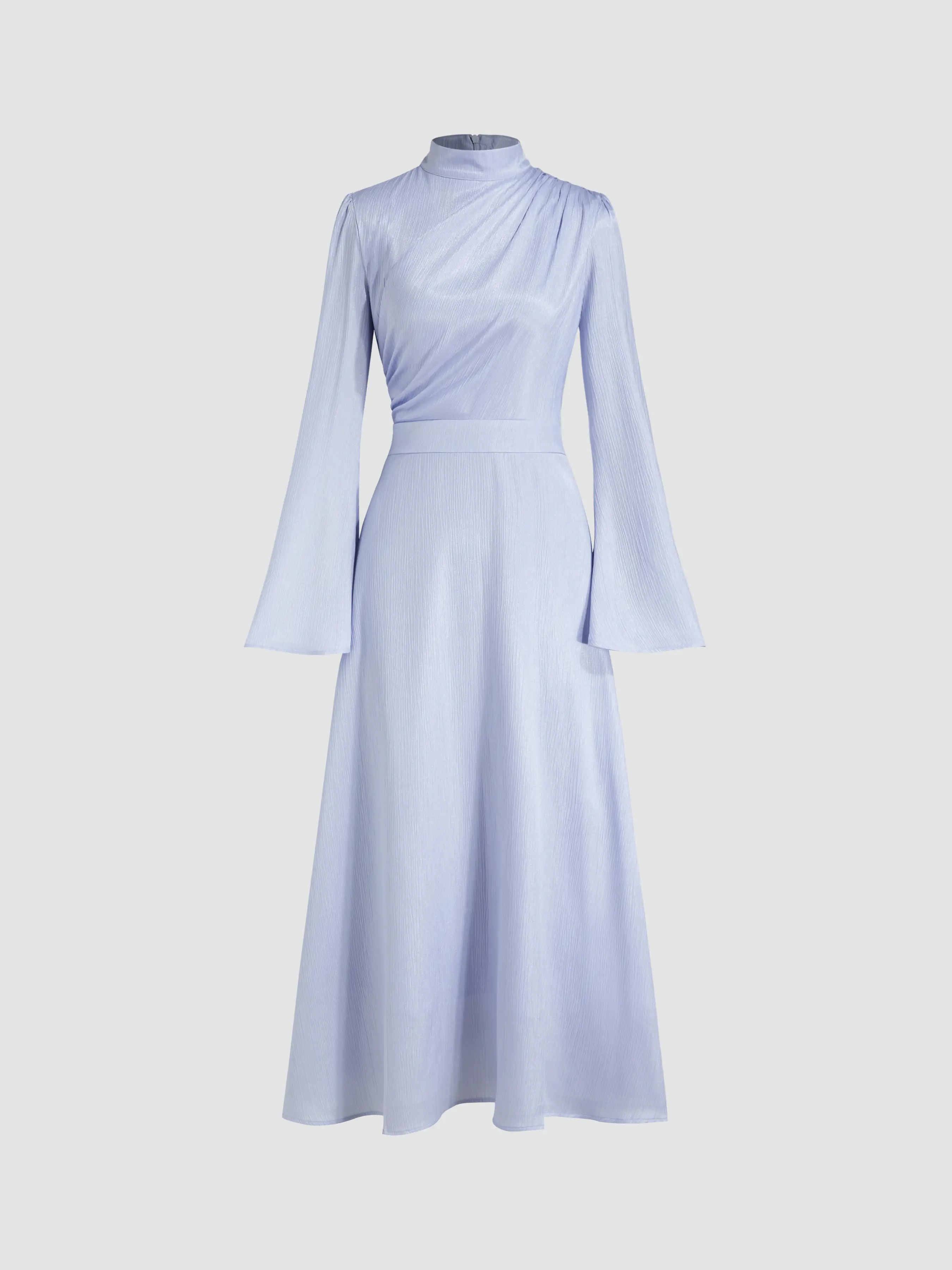 6114-stand-collar-ruched-ruffle-lace-up-maxi-dress-1.webp