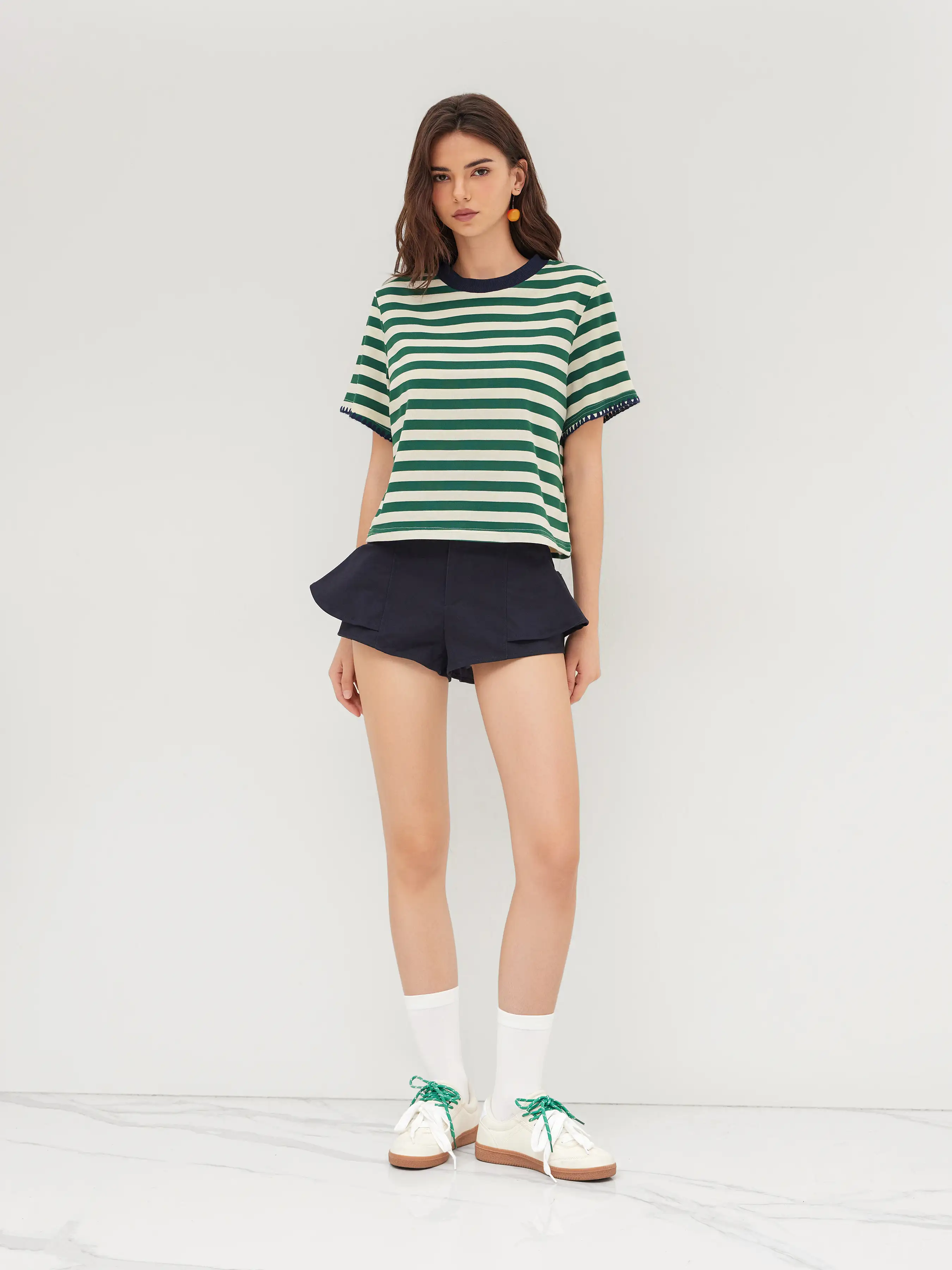 Oversized Cotton-blend Stripe Tee