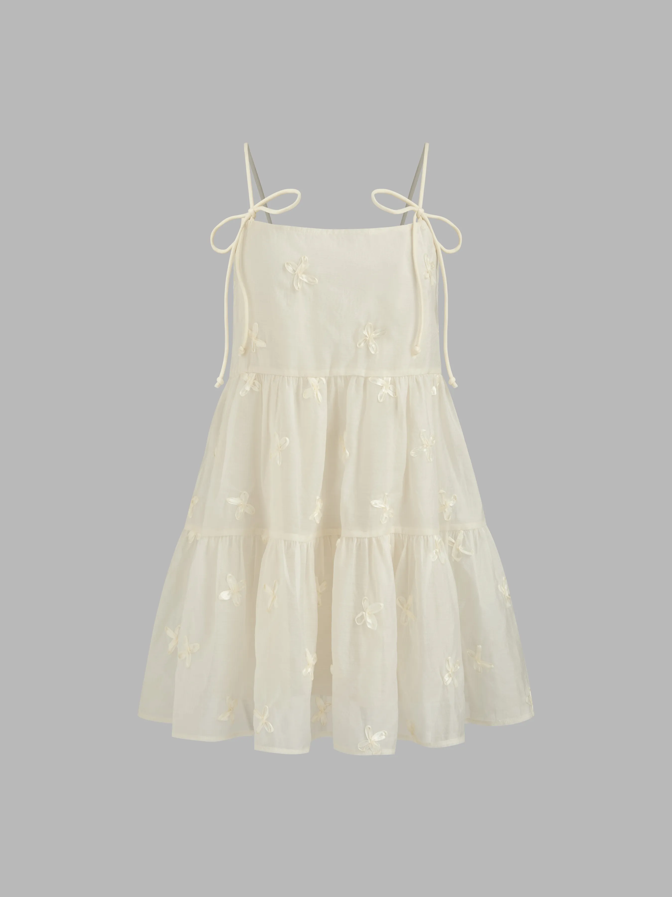 Square Neck Solid Bowknot Babydoll Mini Dress