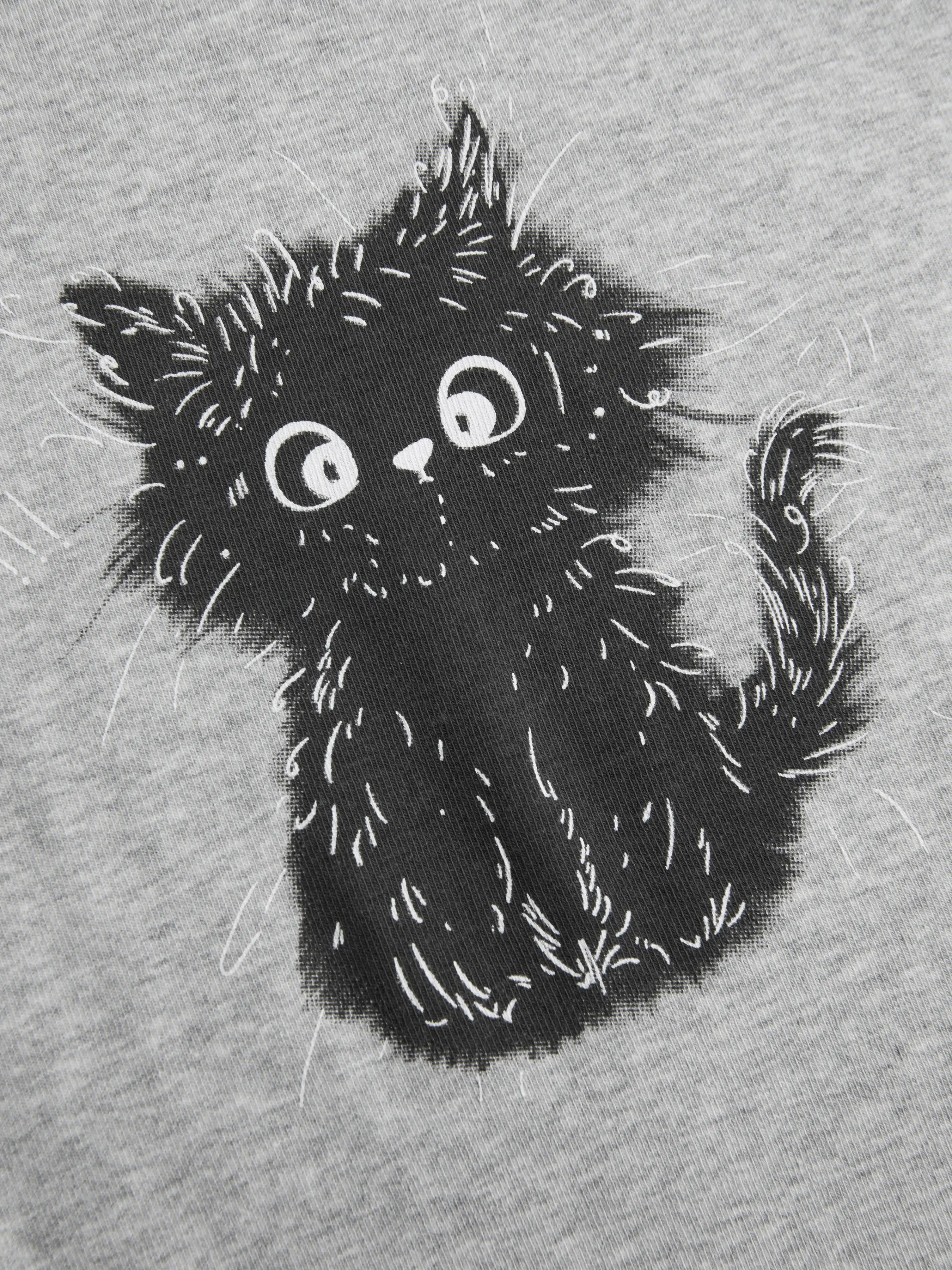 Cotton-blend Round Neckline Cat Short Sleeve Tee