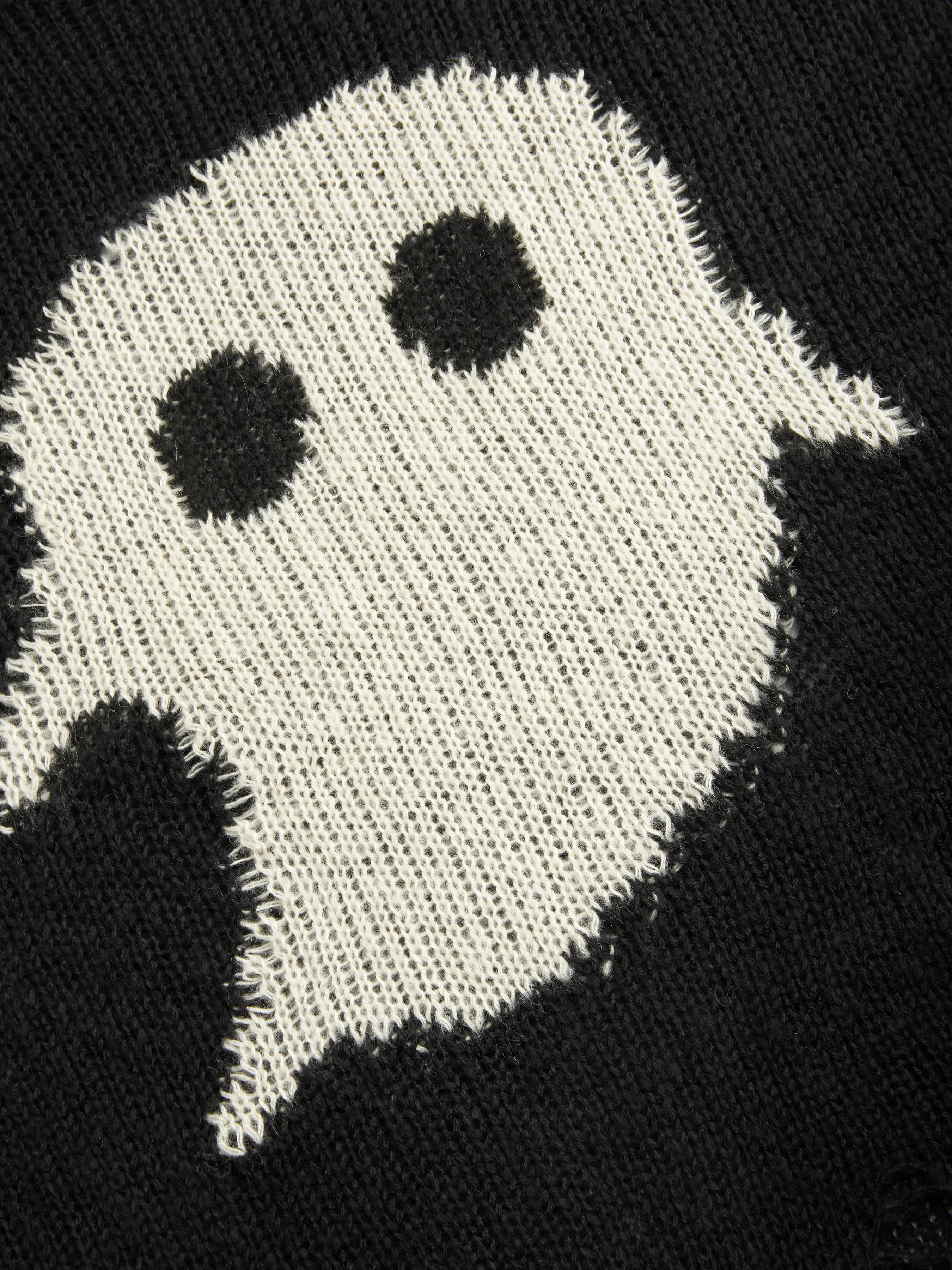 Knit Ghost Pattern Stripe Ripped Oversized Top