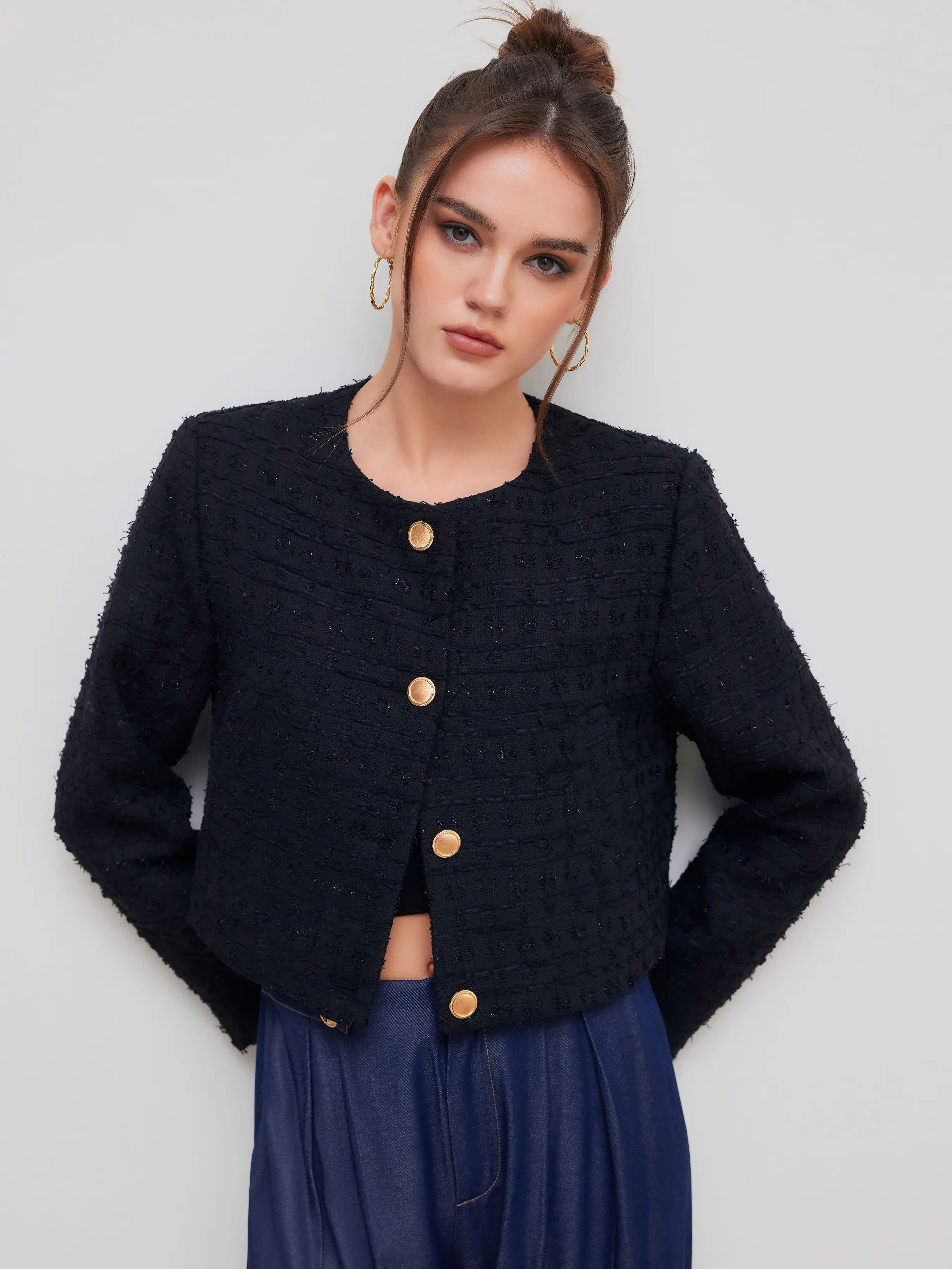 Tweed Round Neck Jacket
