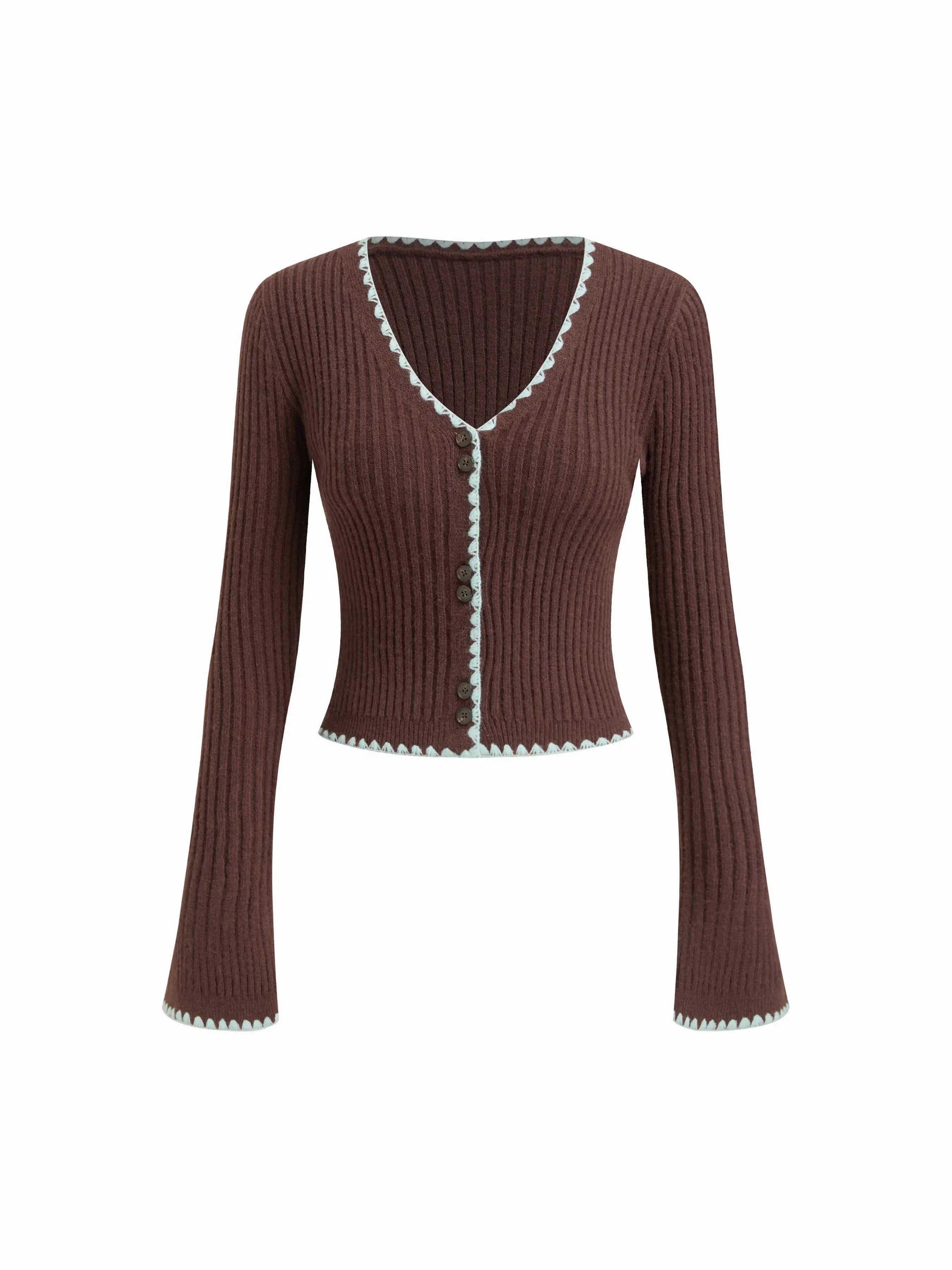 Knit V-neck Long Sleeve Contrasting Binding Cardigan 1 6678-knit-v-neck-long-sleeve-contrasting-binding-cardigan-1.webp