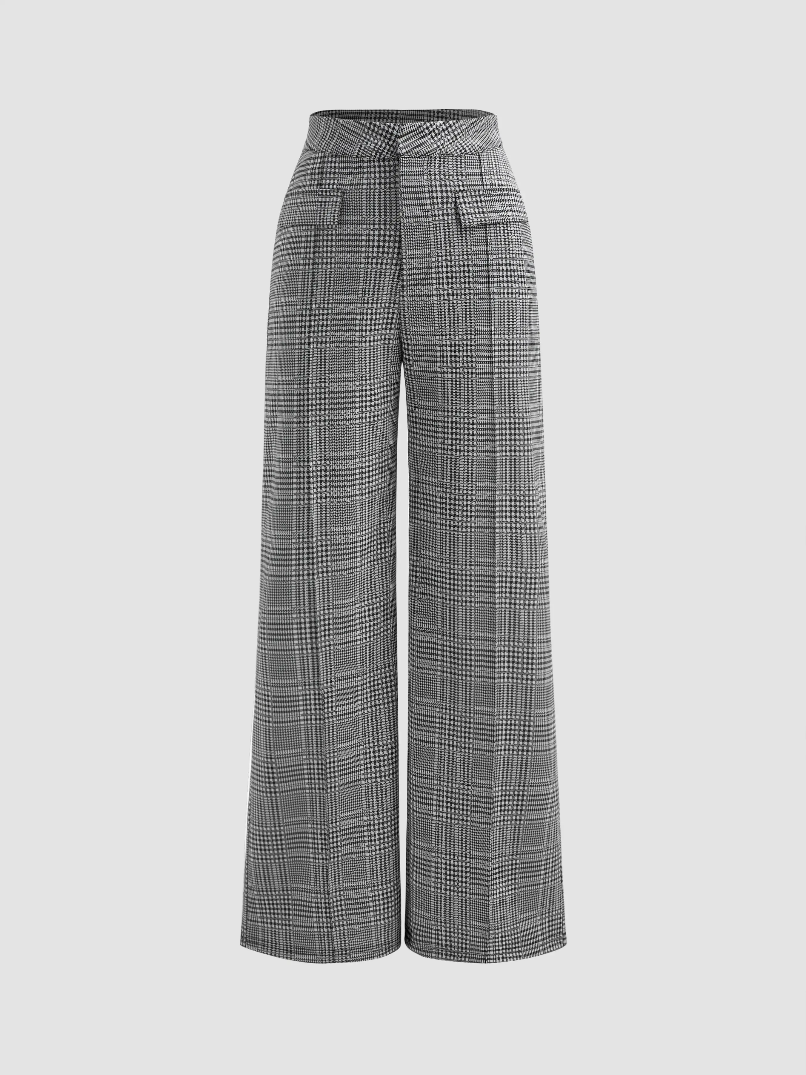 Mid Rise Check Pocket Straight Leg Trousers
