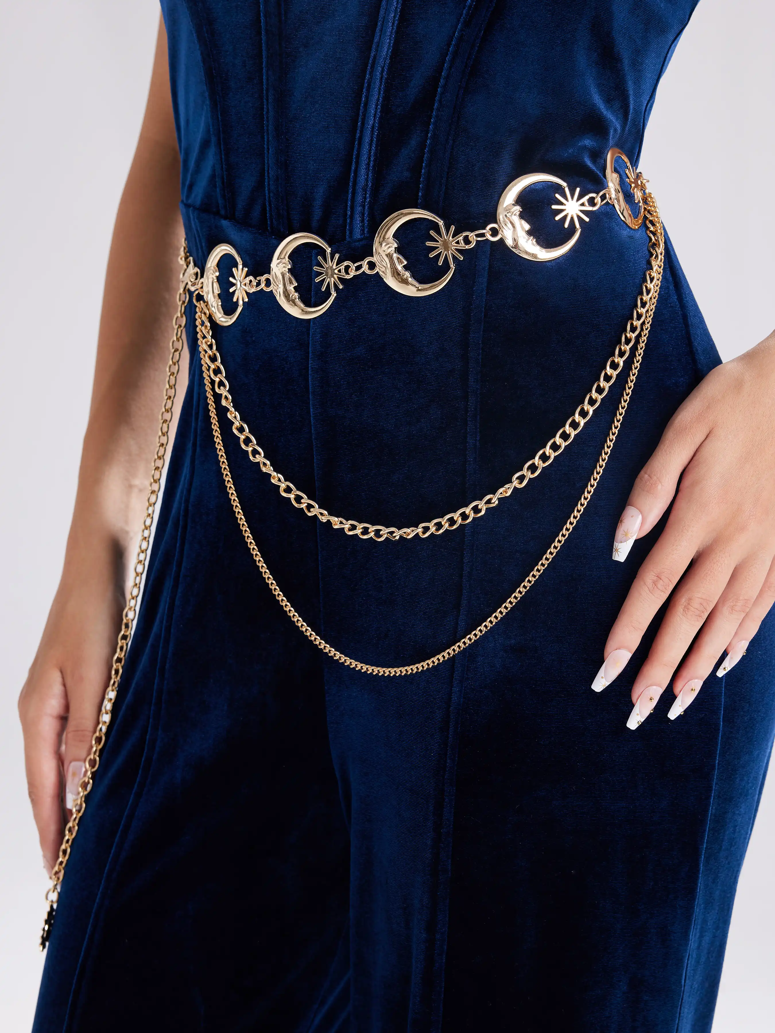 Whimsigoth Star & Moon Layered Waist Chain