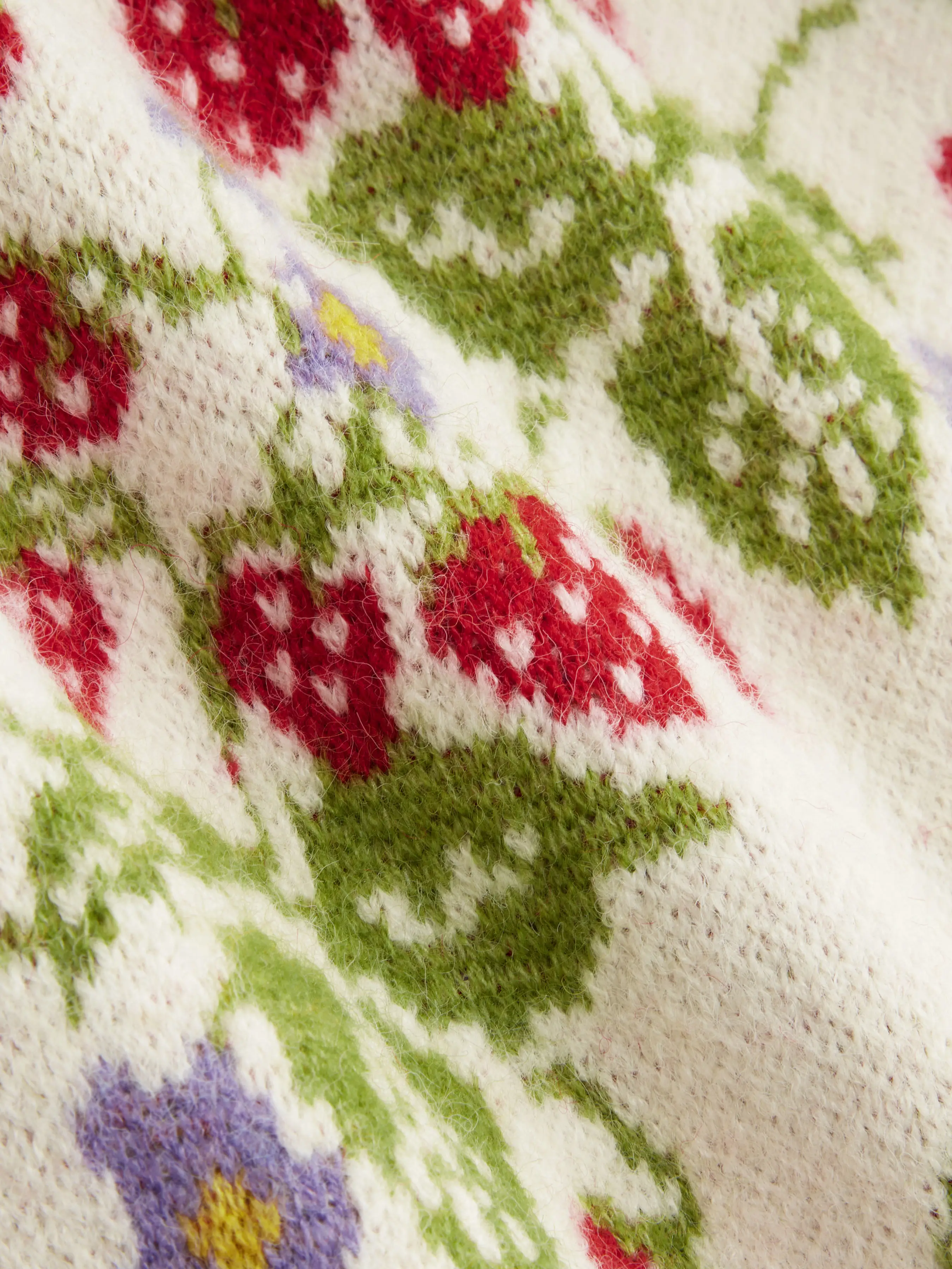 Knit V-neck Strawberry Button Oversized Cardigan