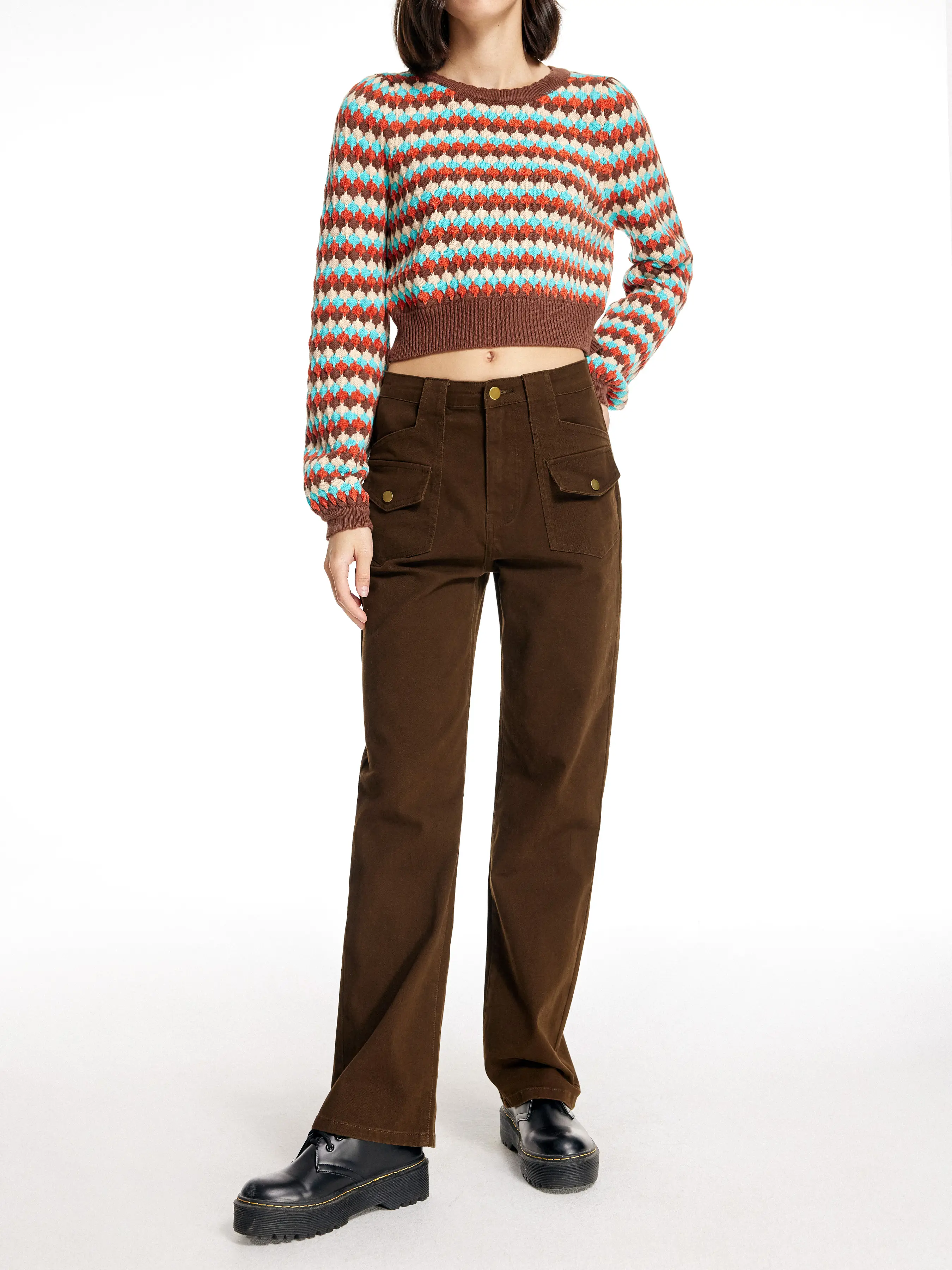 Last Autumn Chocolate Straight Leg Trousers