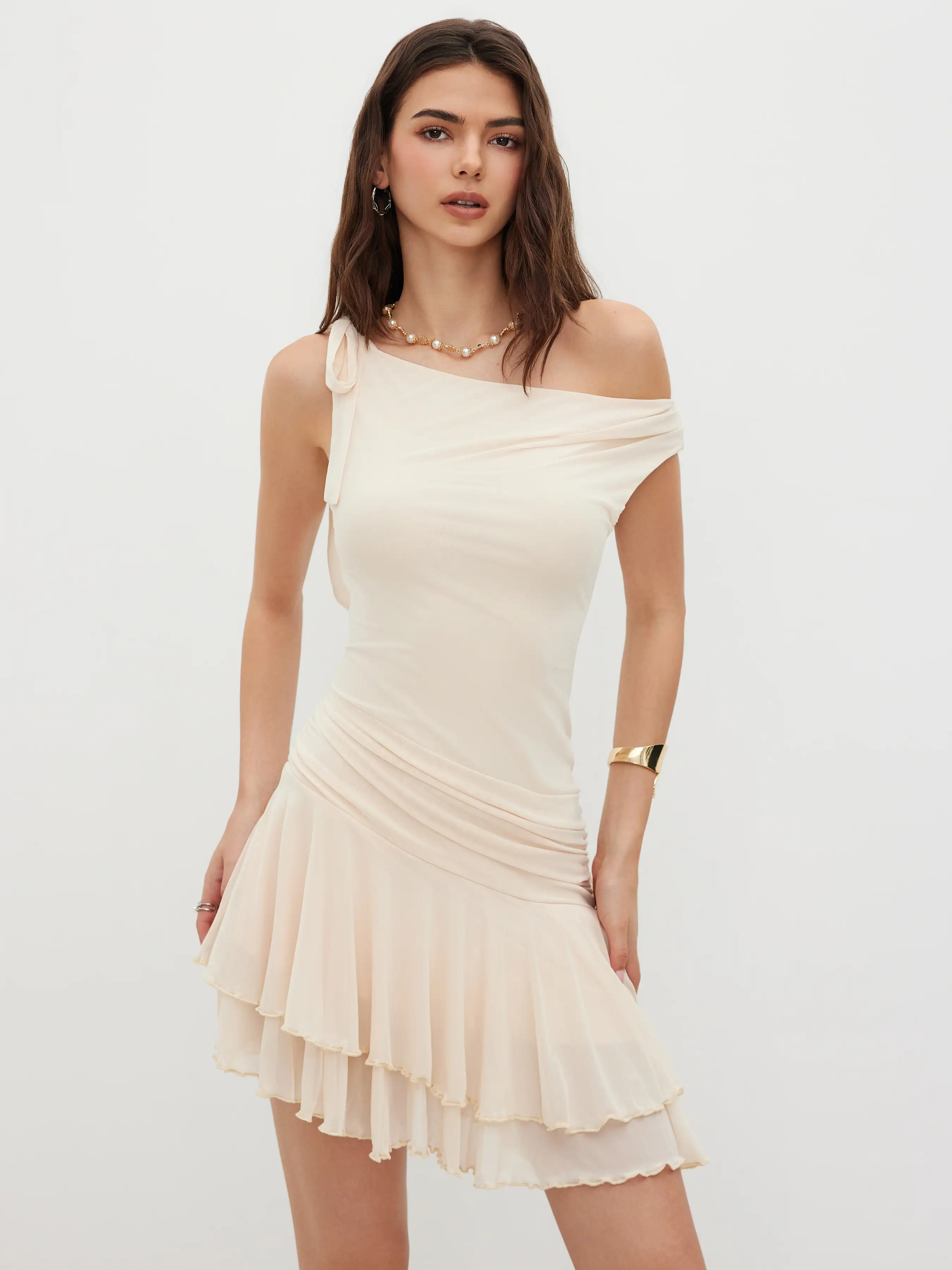Mesh Asymmetrical Neck Ruched Layered Lettuce Trim Ruffle Hem Mini Dress 1 7834-mesh-asymmetrical-neck-ruched-layered-lettuce-trim-ruffle-hem-mini-dress-1.webp