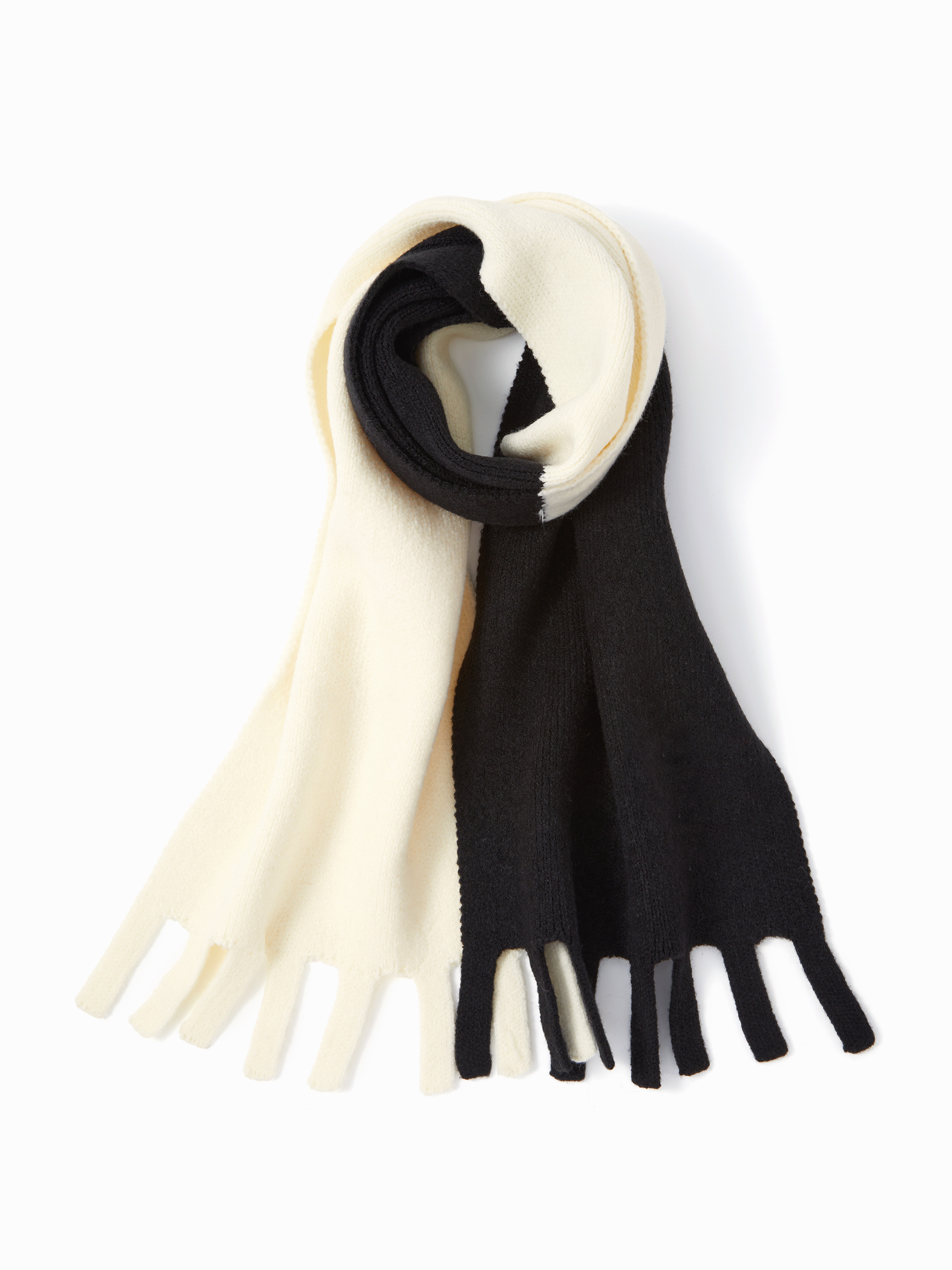 TWO-TONE FRINGED SCARF