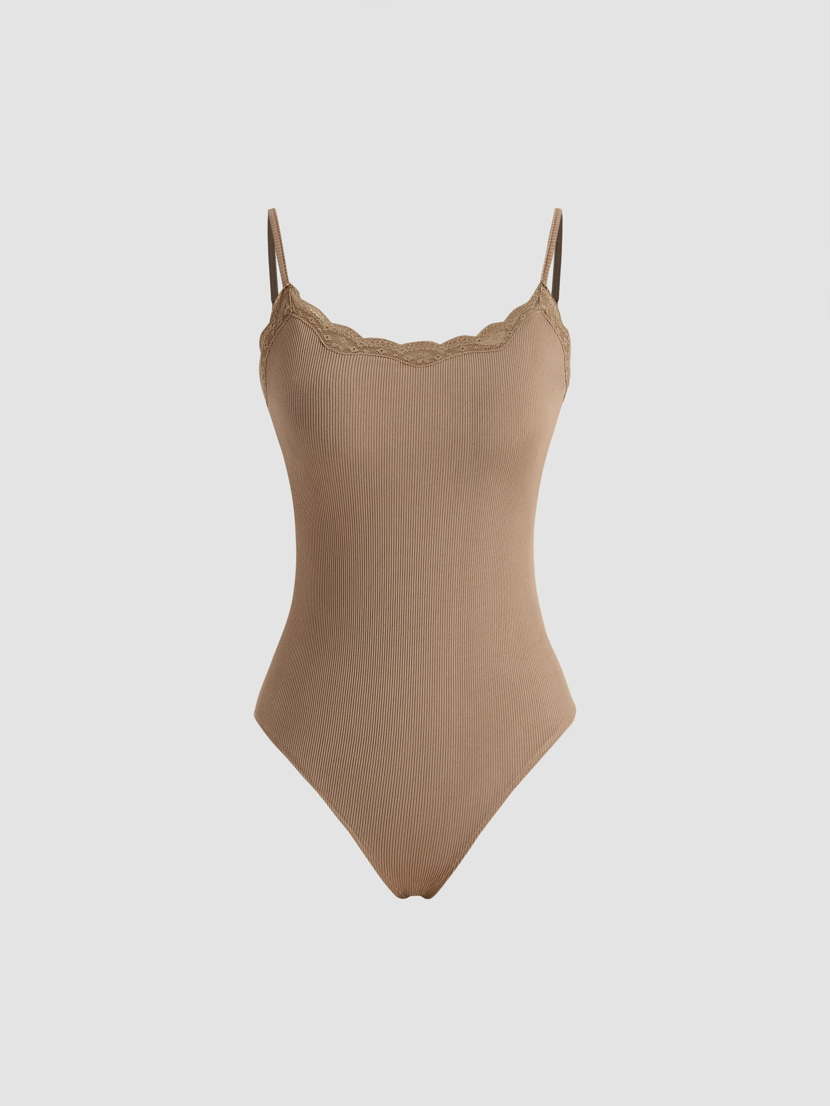 U-neck Solid Lace Bodysuit