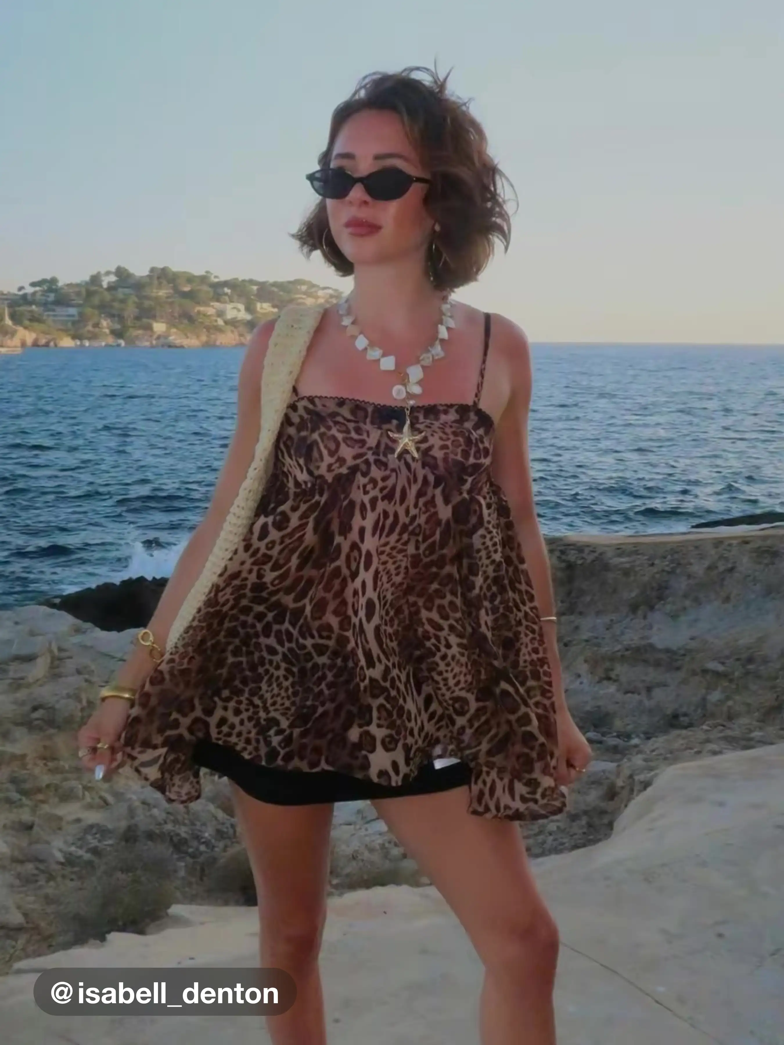 Chiffon Leopard Bowknot Oversized Mini Nightdress