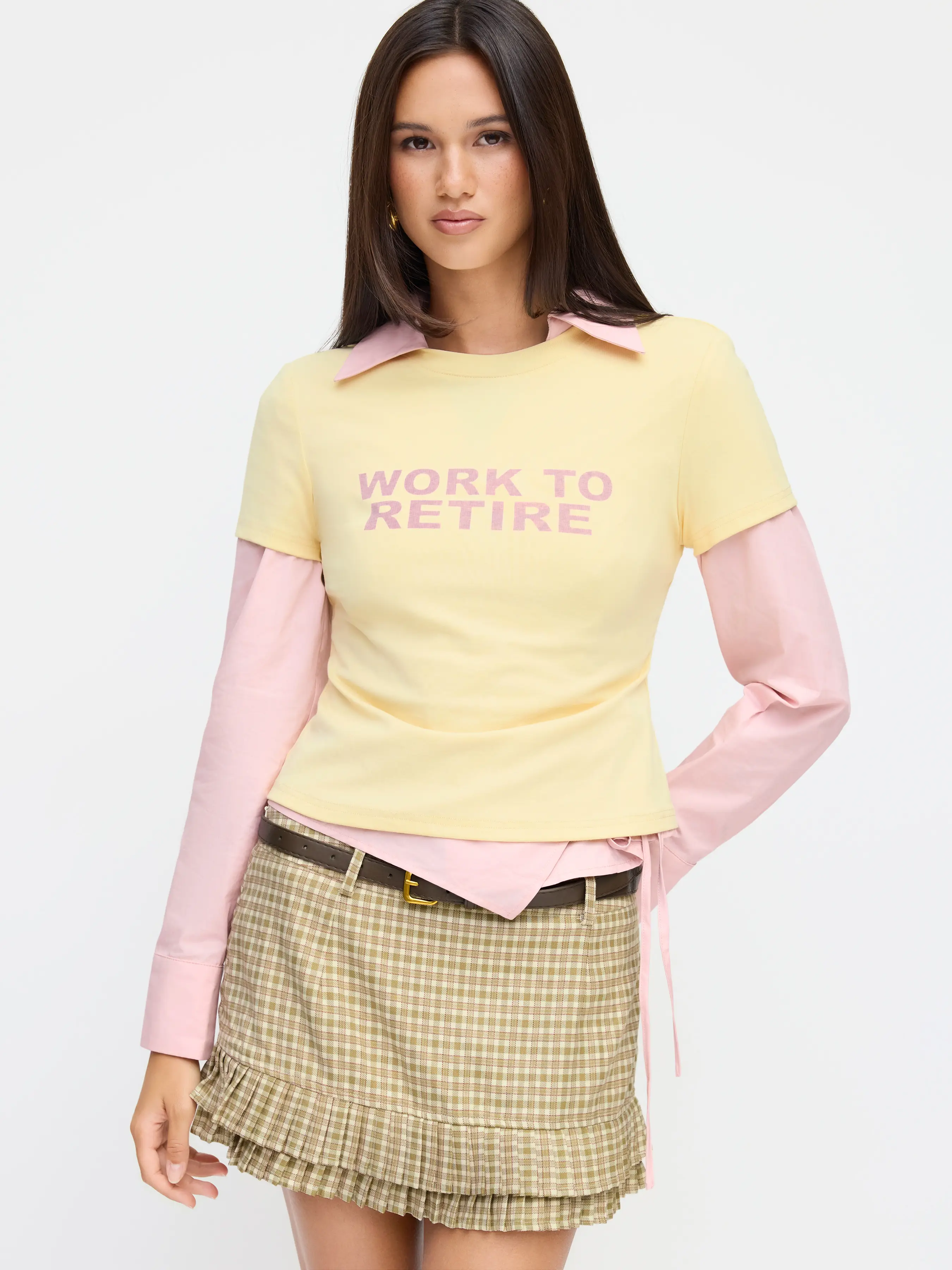 Work To Retire Cotton-blend Round Neckline Short Sleeve Tee