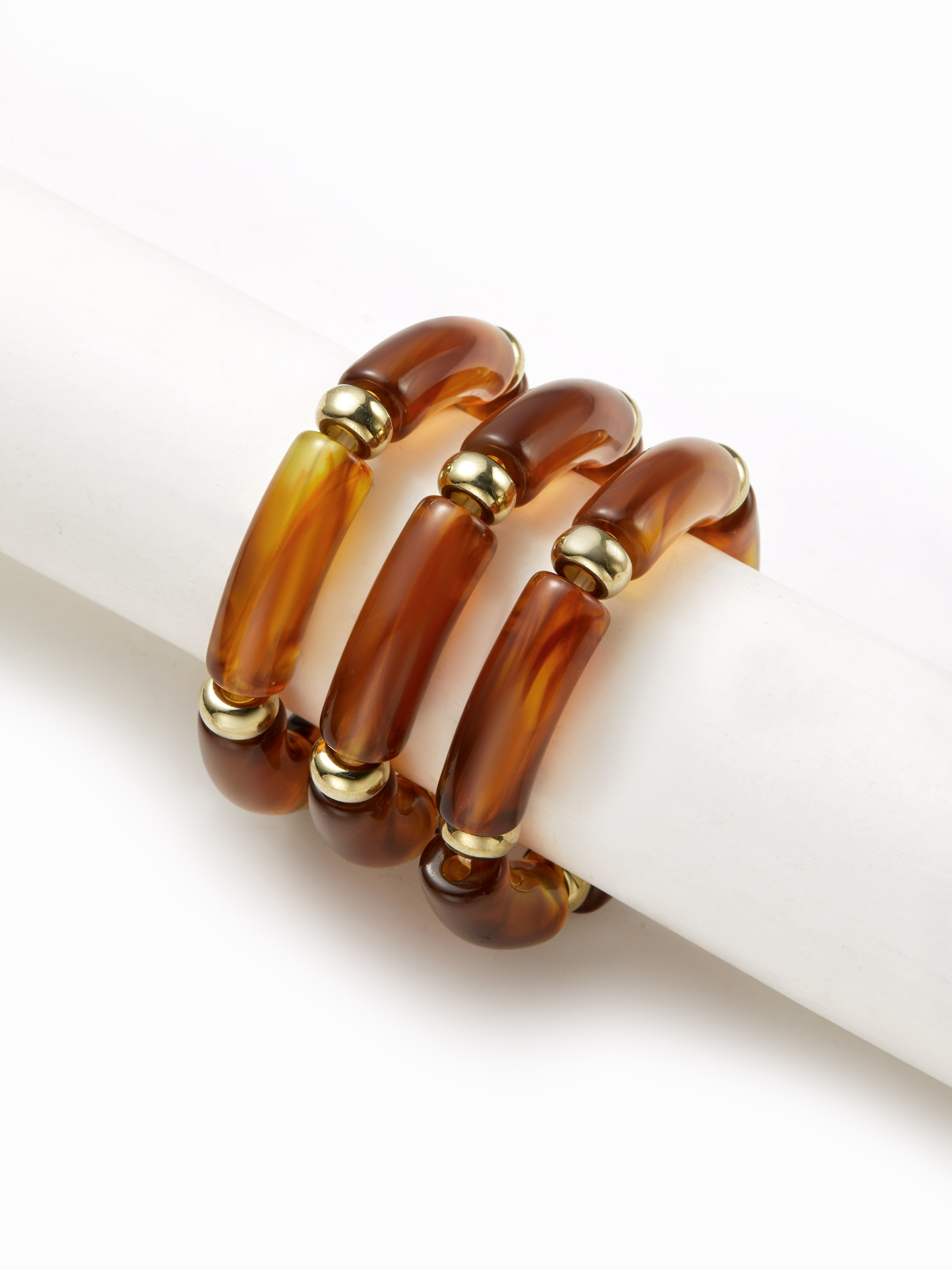 3PCS BAMBOO TUBE RESIN BRACELET SET