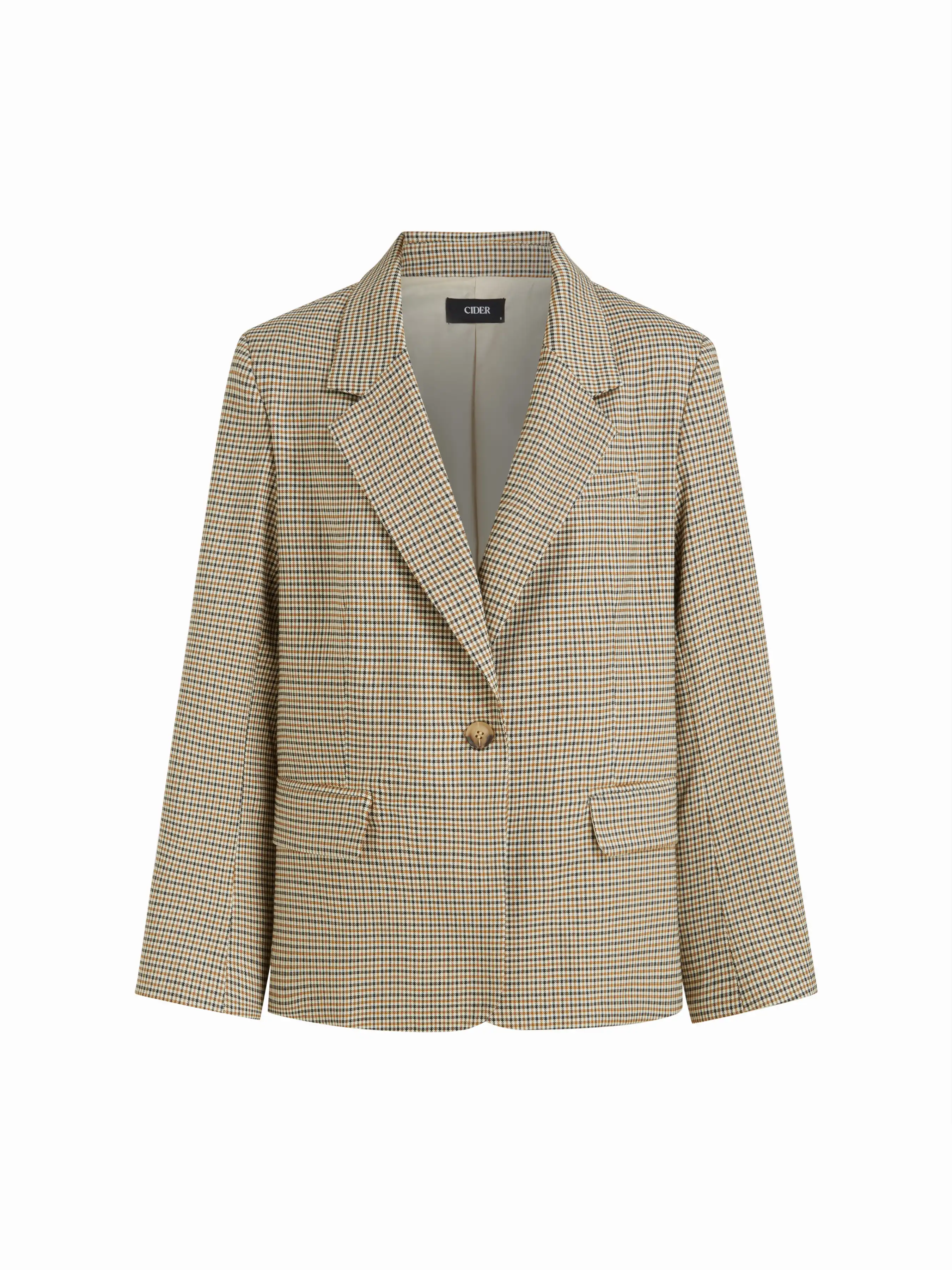 Houndstooth Notched Collar Oversized Blazer