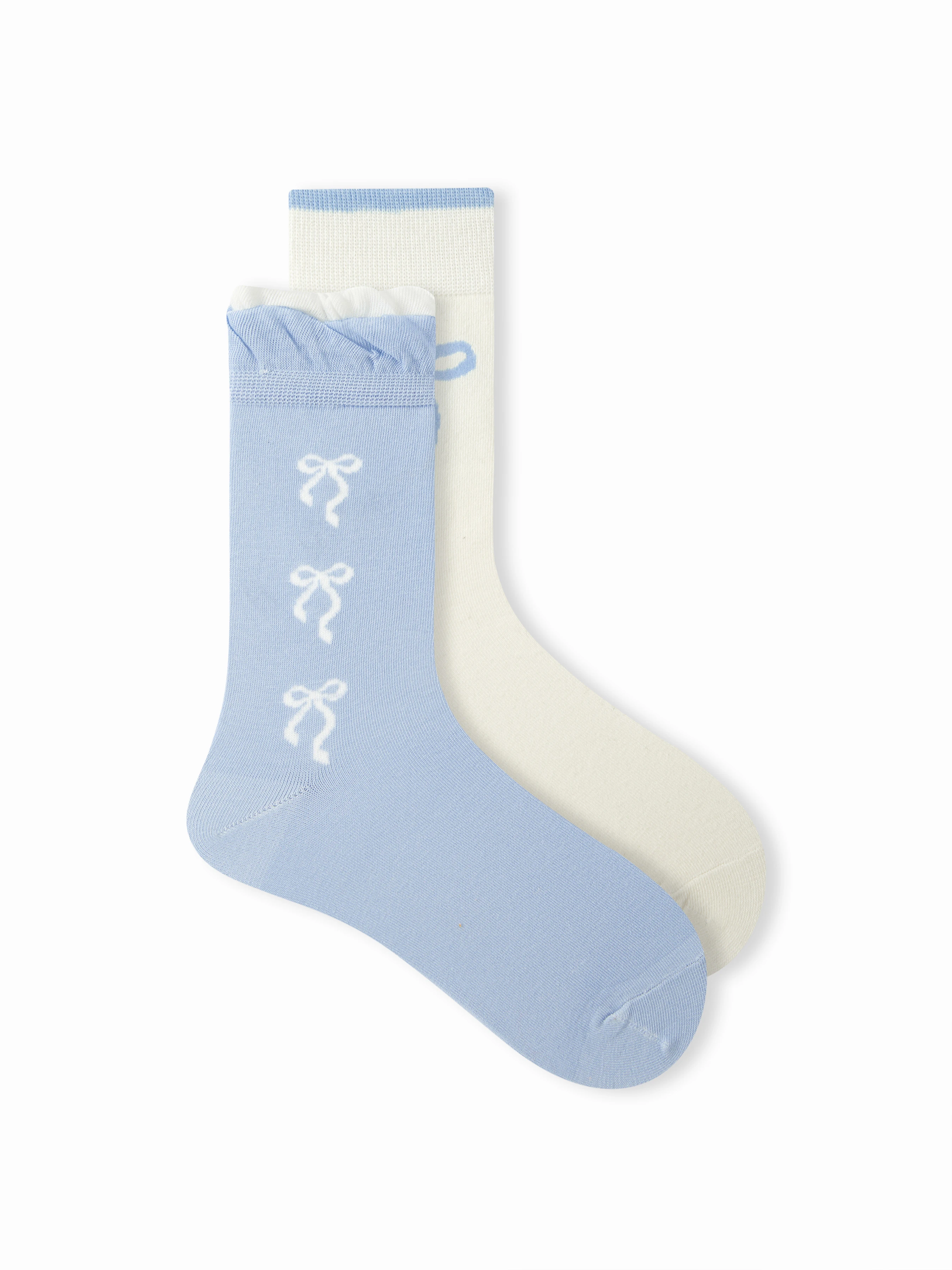 2 PAIRS BOWKNOT CREW SOCKS SET