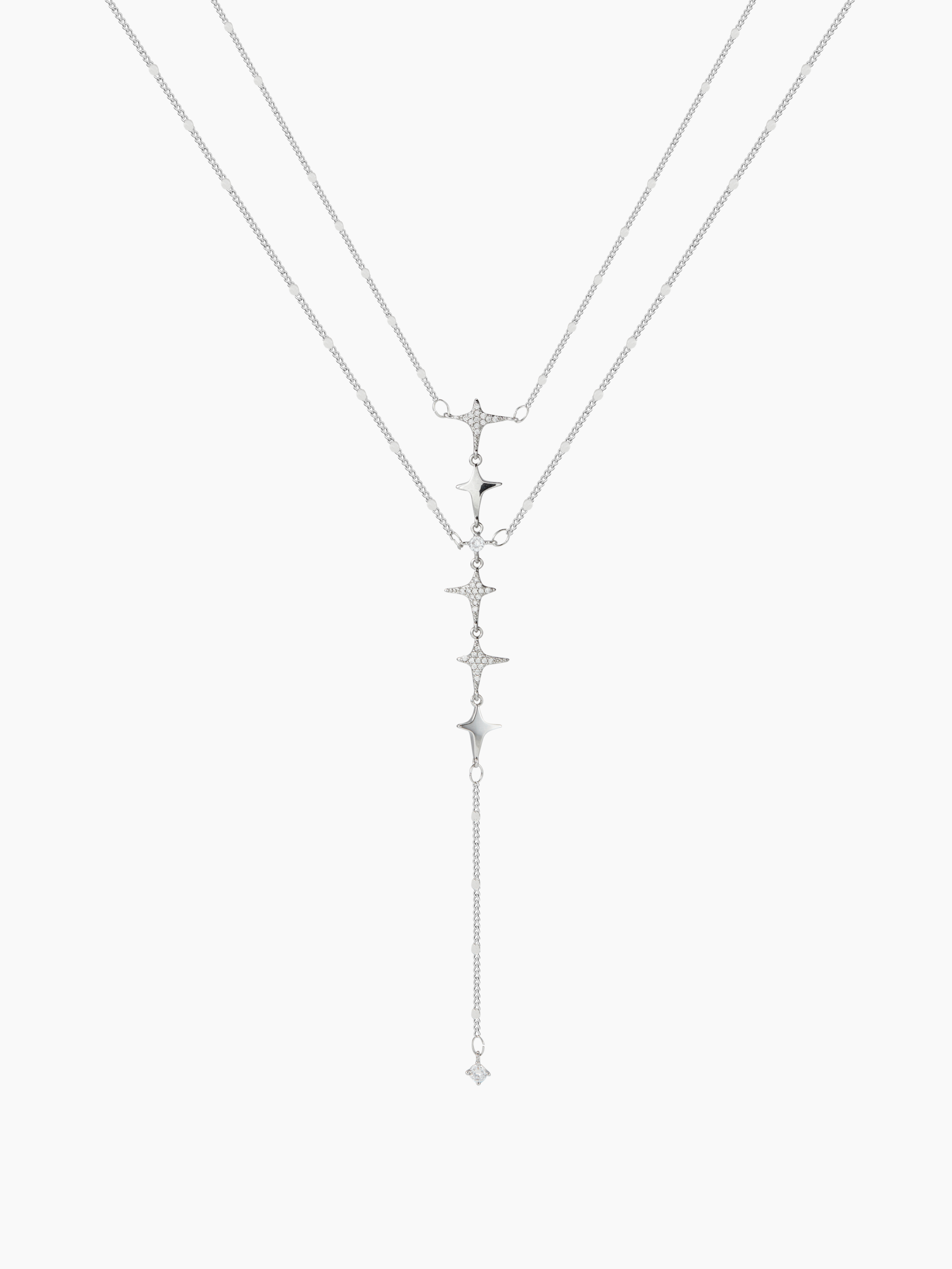 Y-SHAPED STAR ZIRCON LAYERED NECKLACE