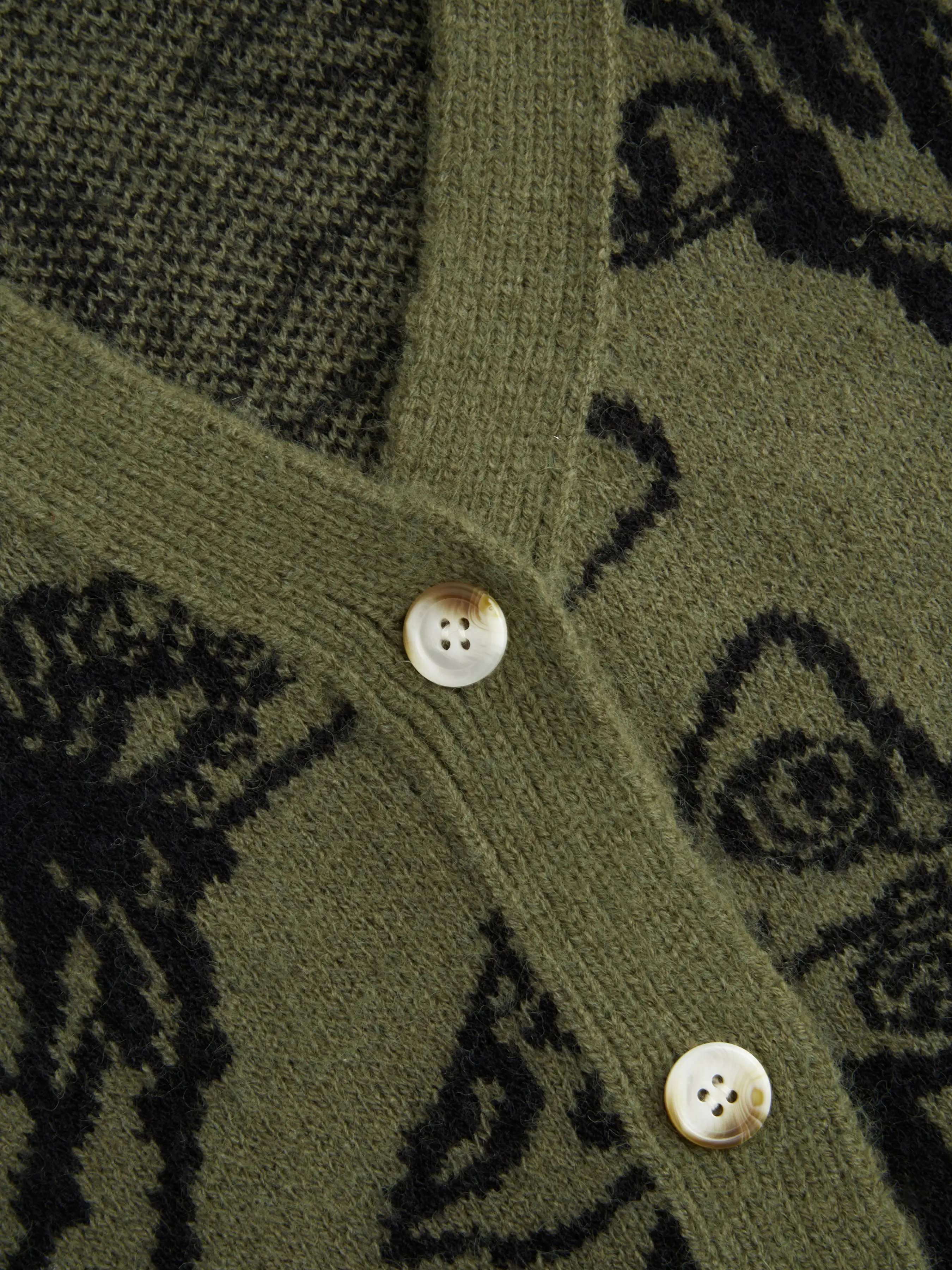 Knit V-neck Mushroom Graphic Cardigan