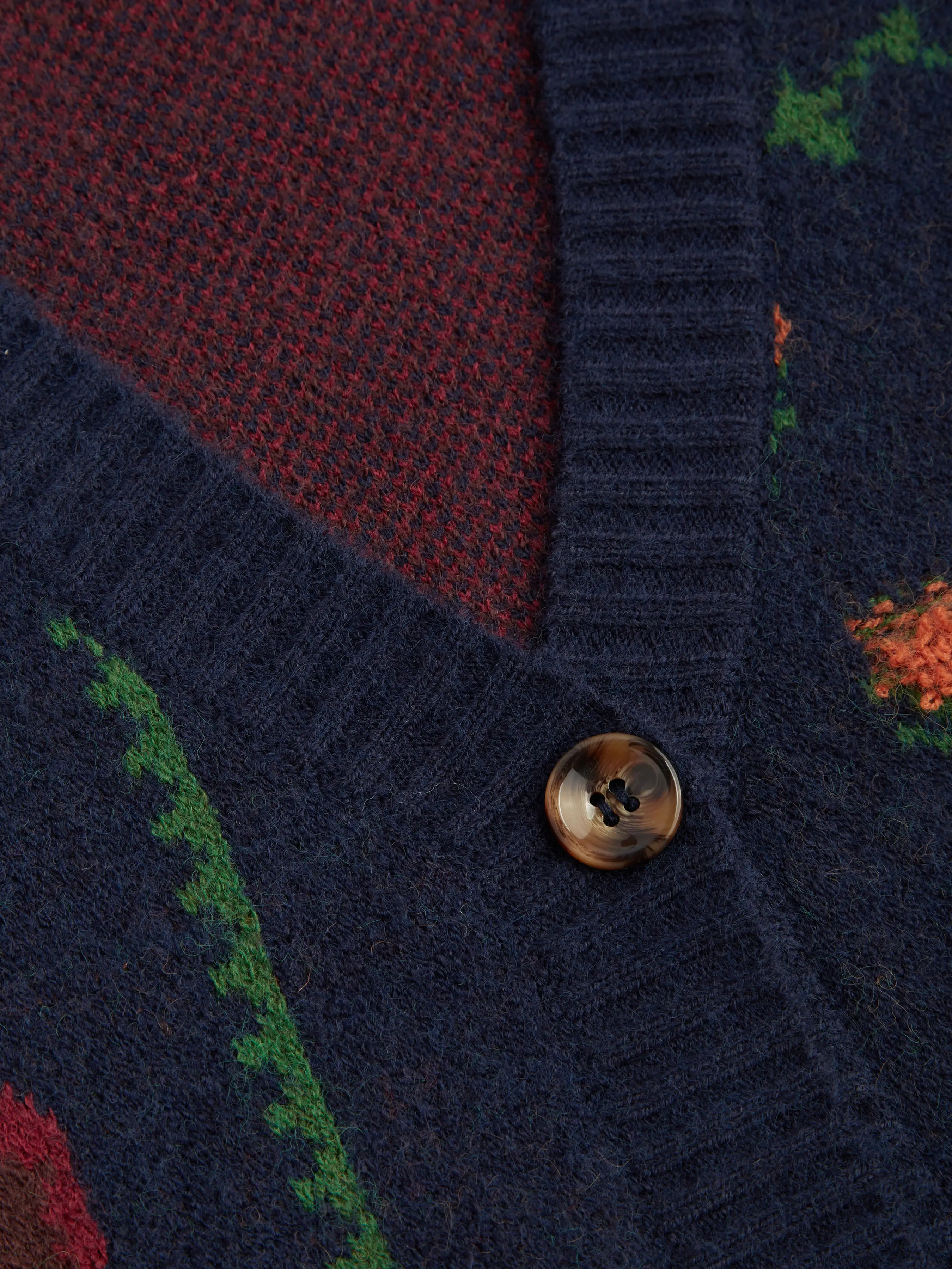 Knit V-neck Floral Button Cardigan