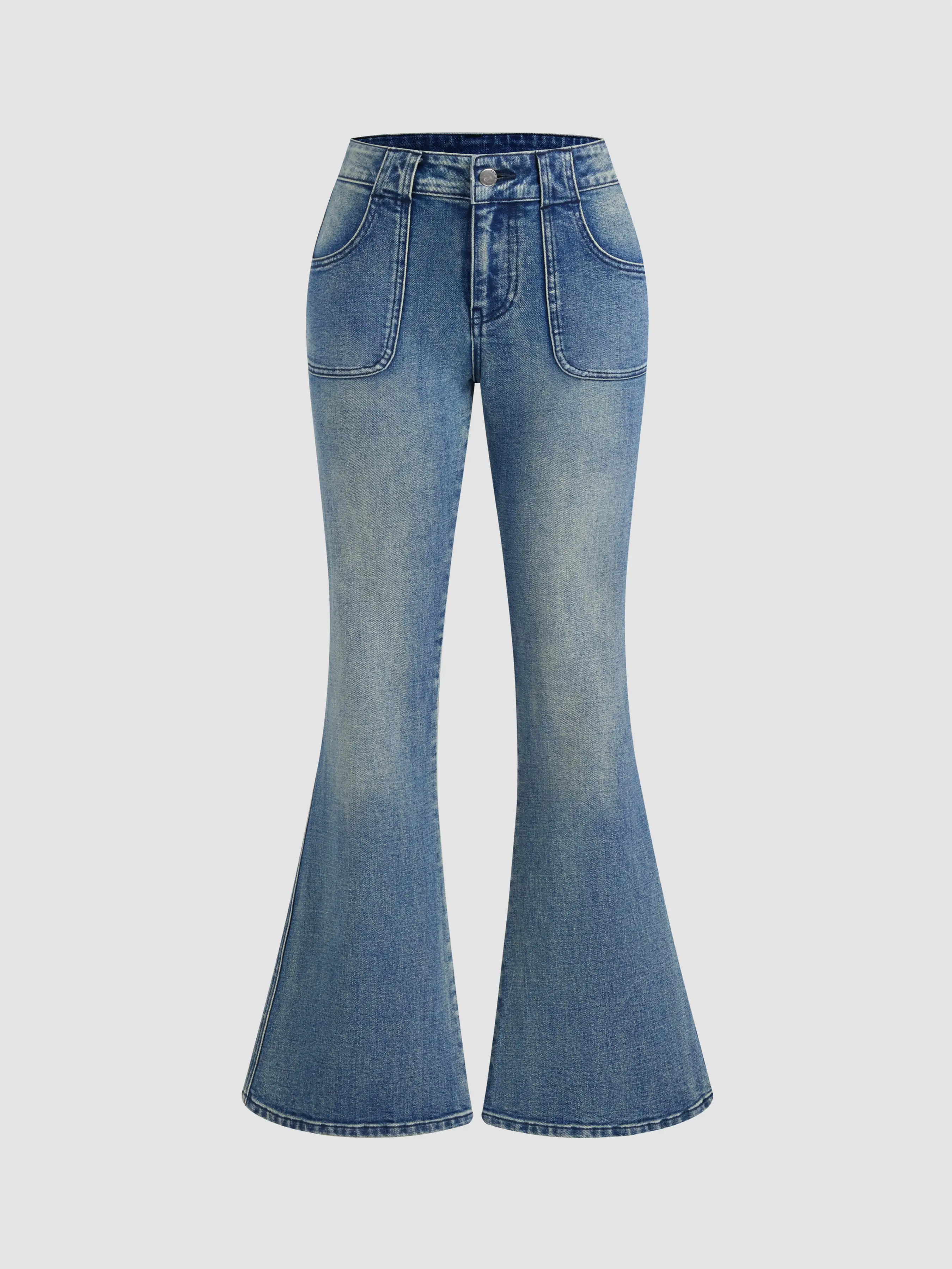 Stretch Cider Denim Low Rise Flared Jeans