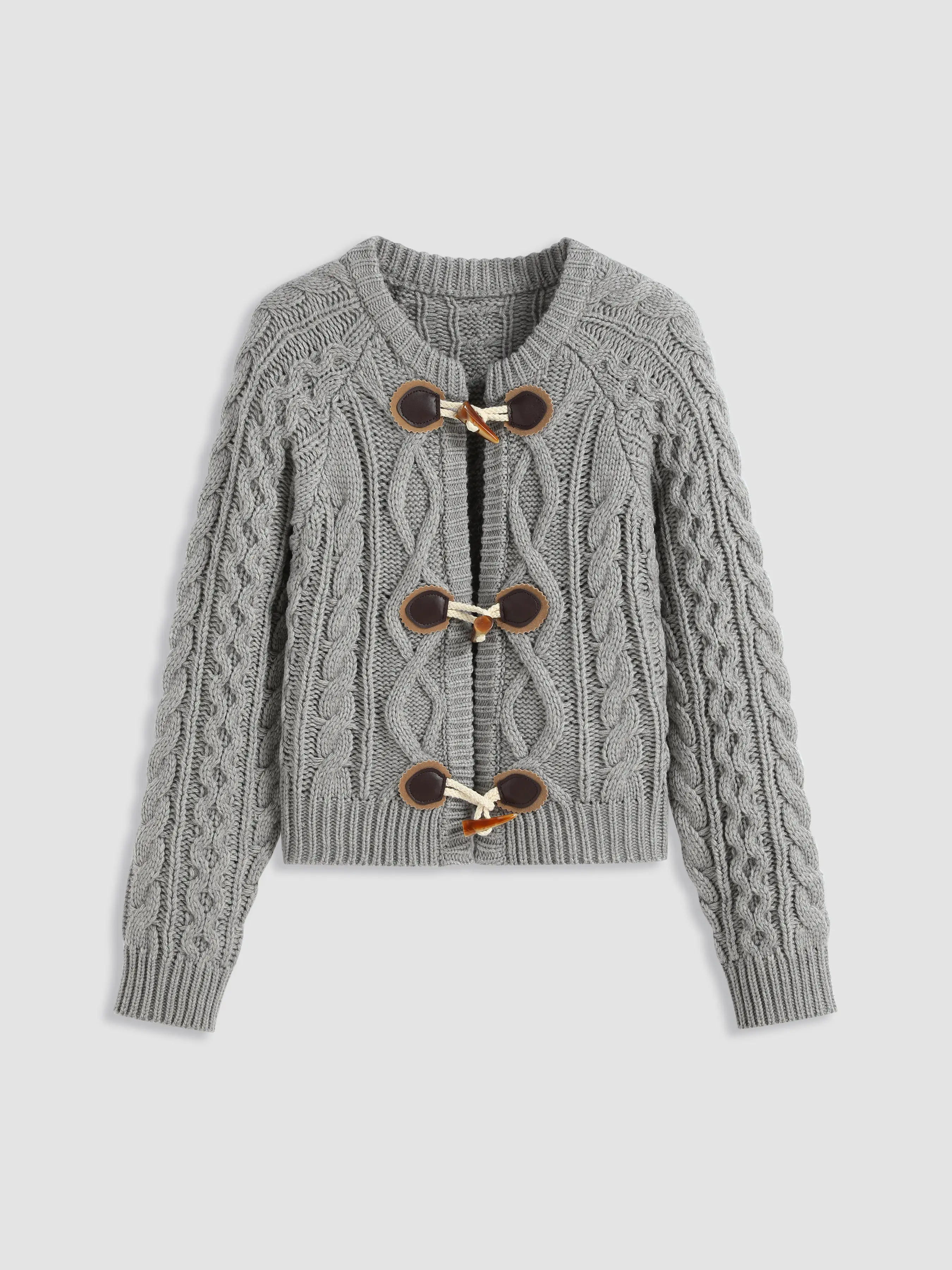 Cable Knit Wool-blend Duffle Cardigan