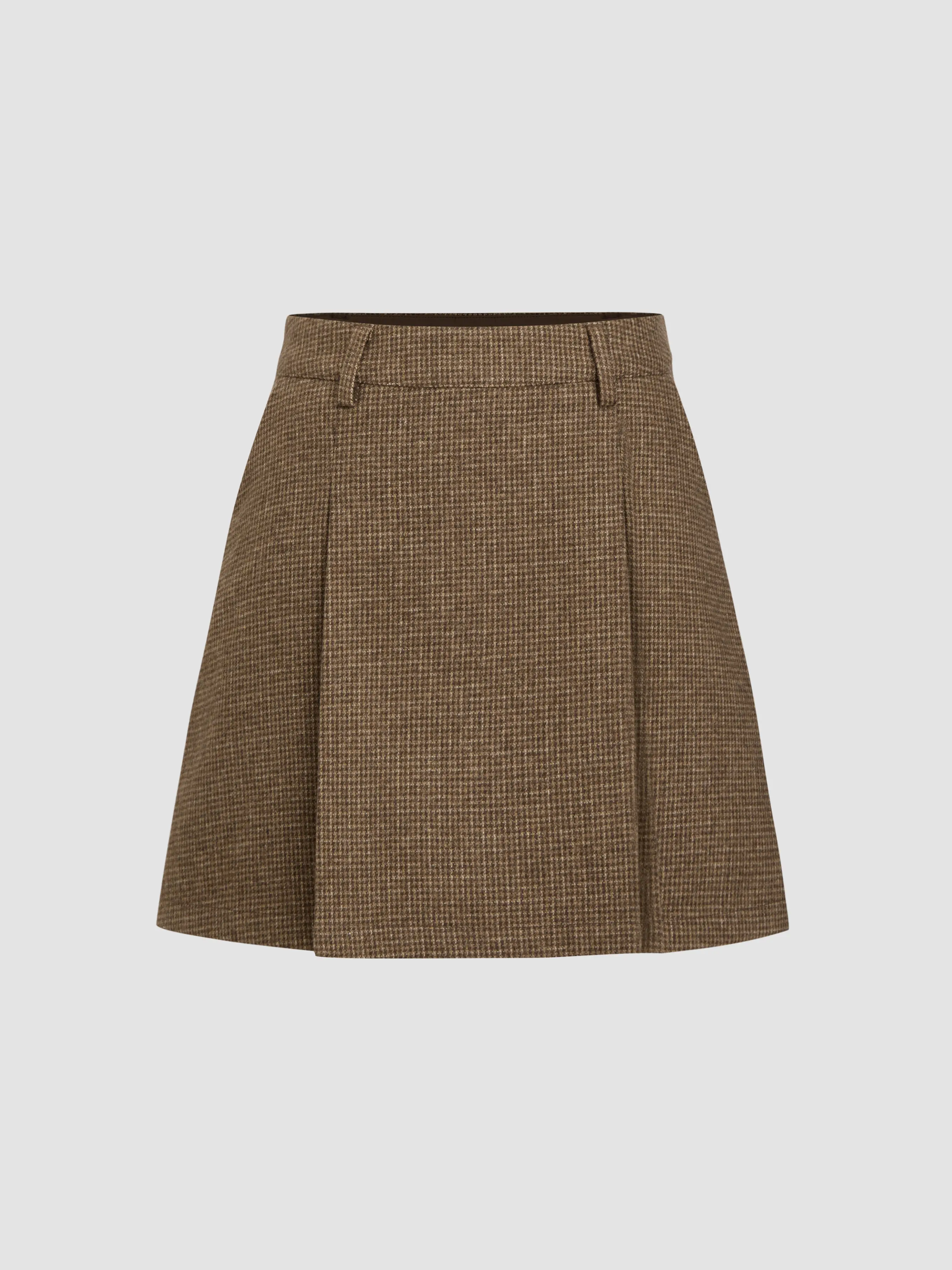 Wool-look Mid Rise Pleated Mini Skirt