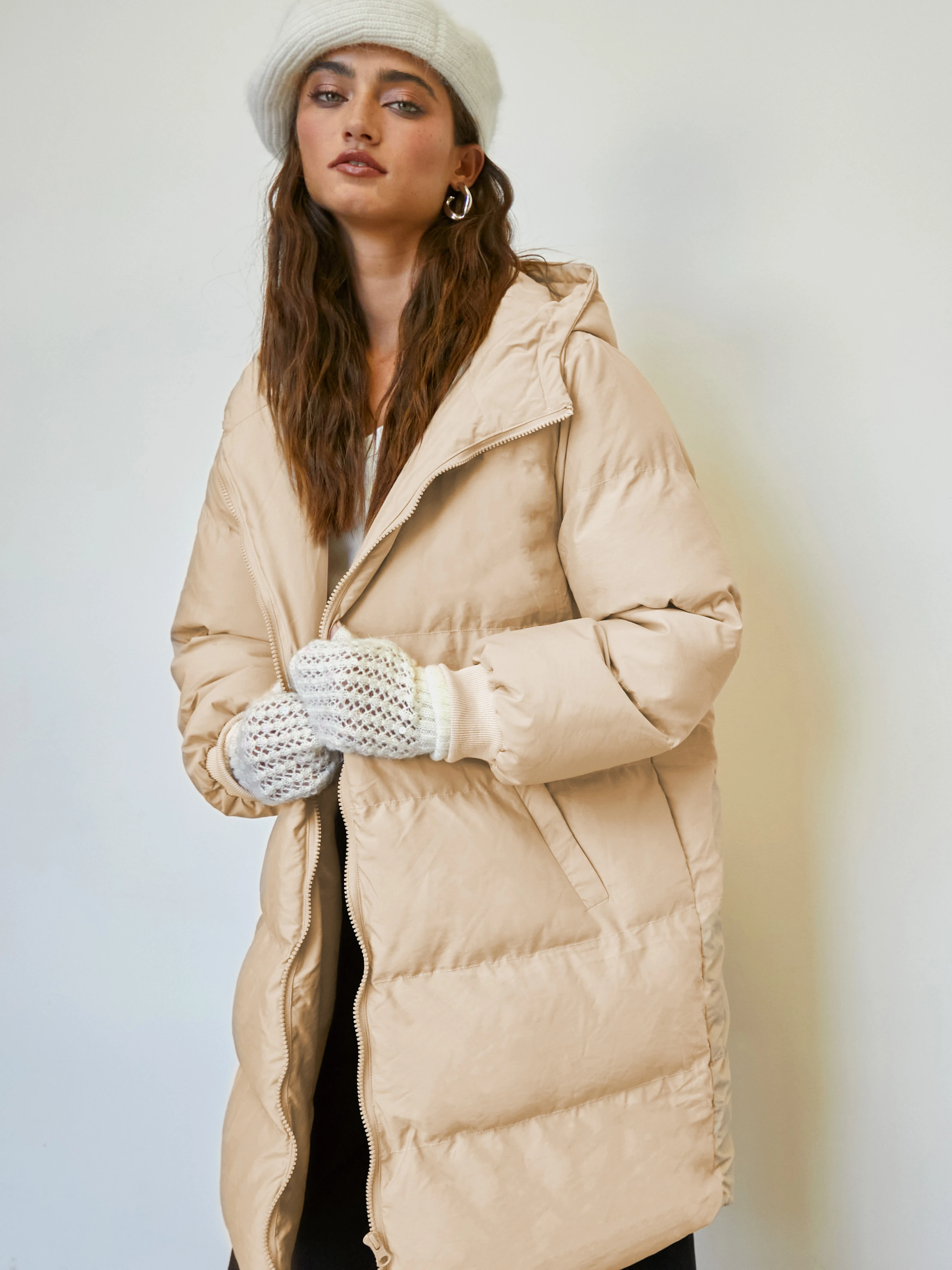 Zip Front Hooded Puffer Coat