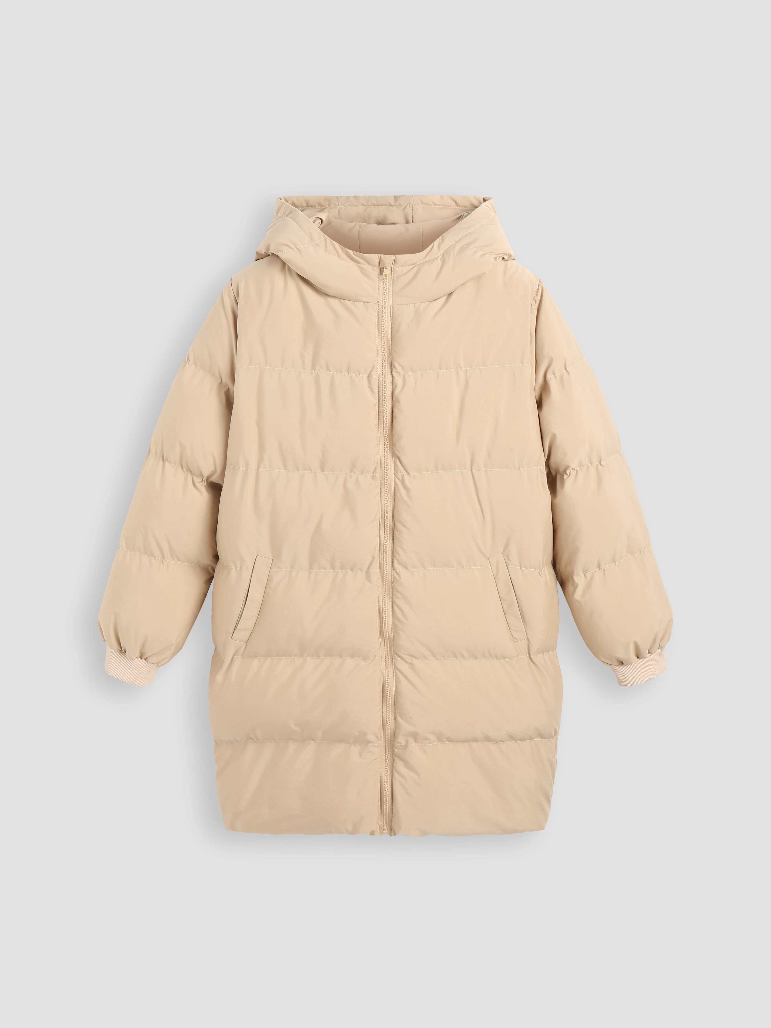 Zip Front Hooded Puffer Coat