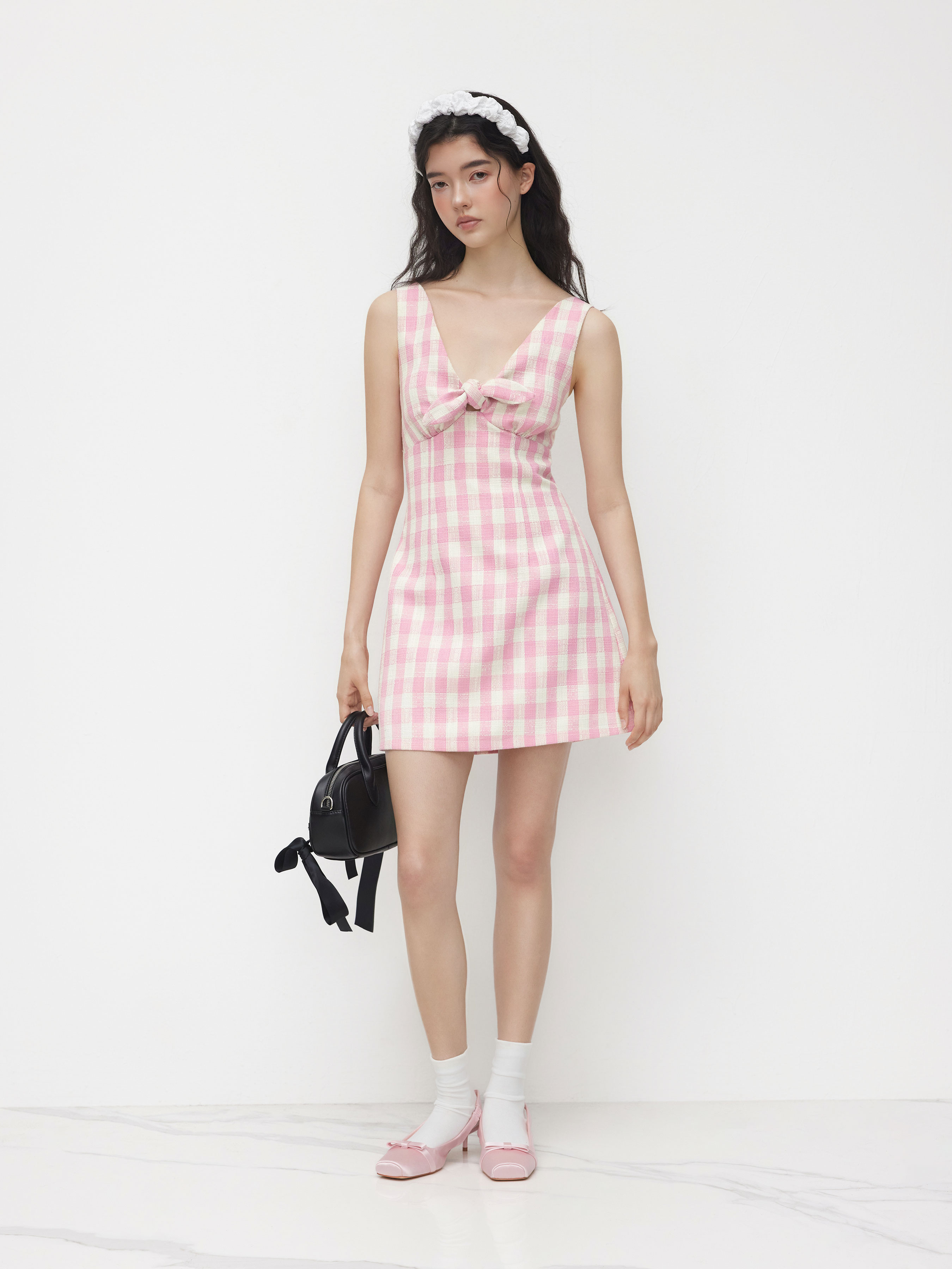 9080-v-neck-check-knotted-mini-dress-1.webp