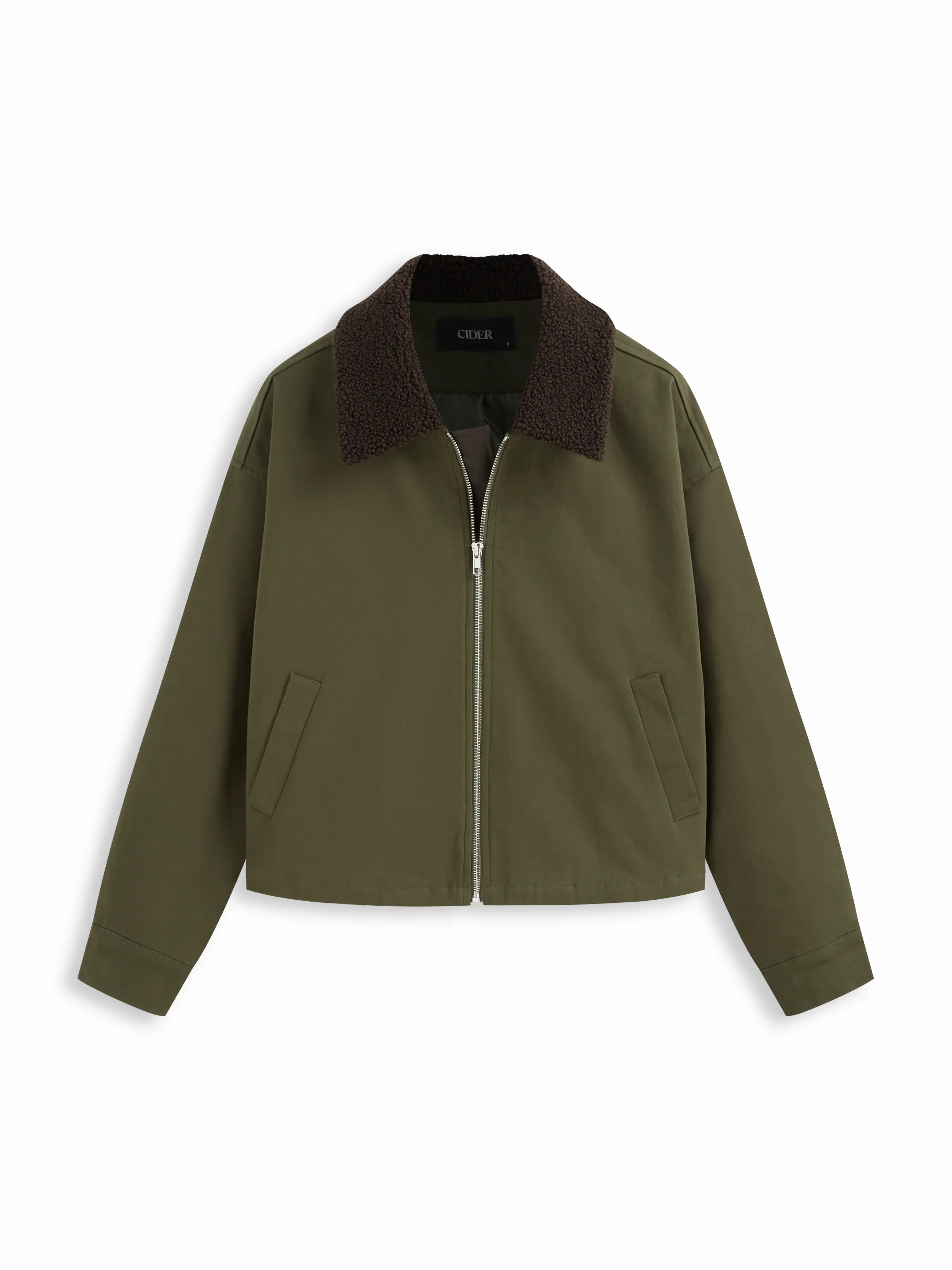 Collar Zip Through Cotton-blend Barn Jacket