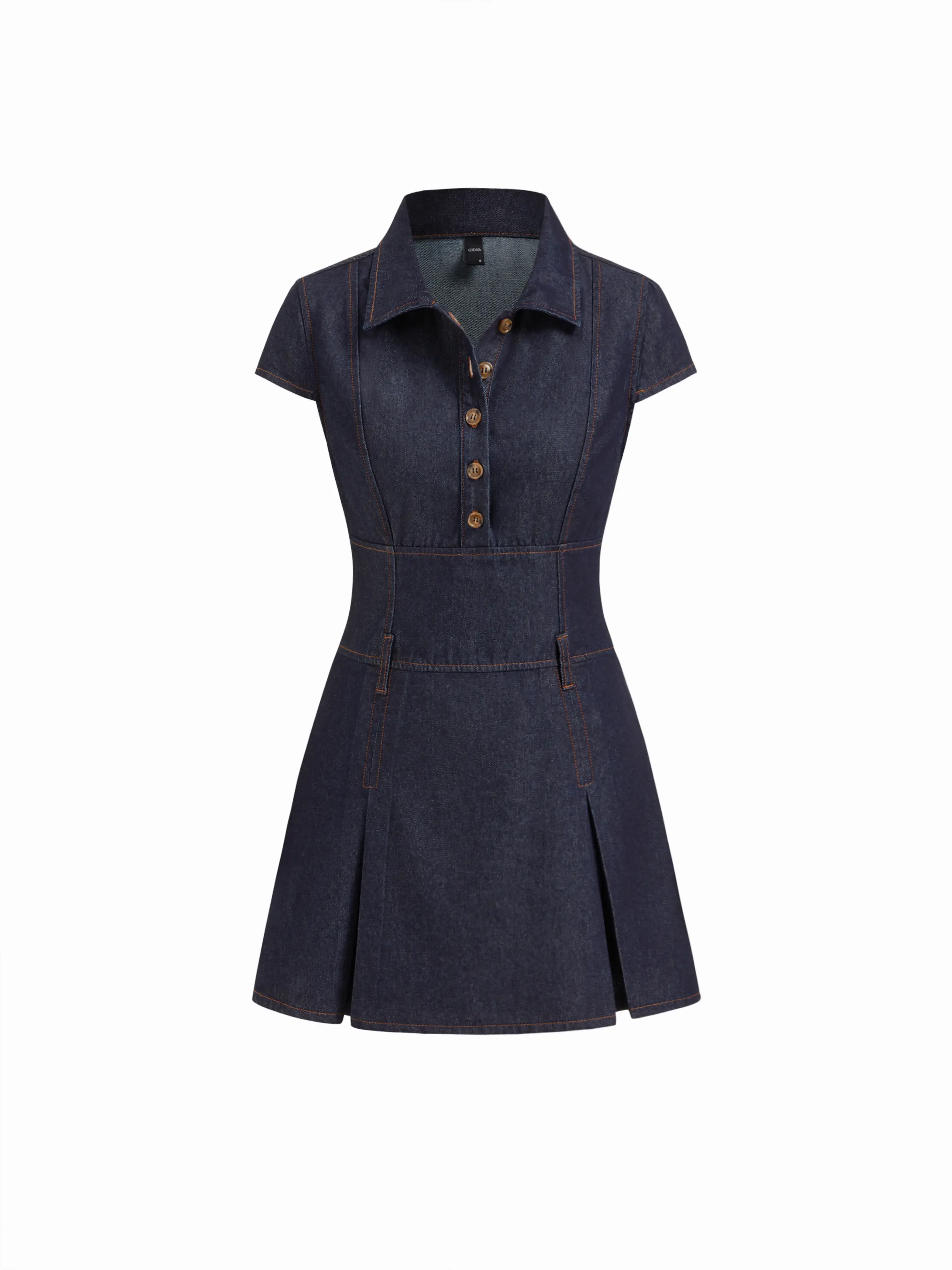 Denim Collar Button Mini Dress